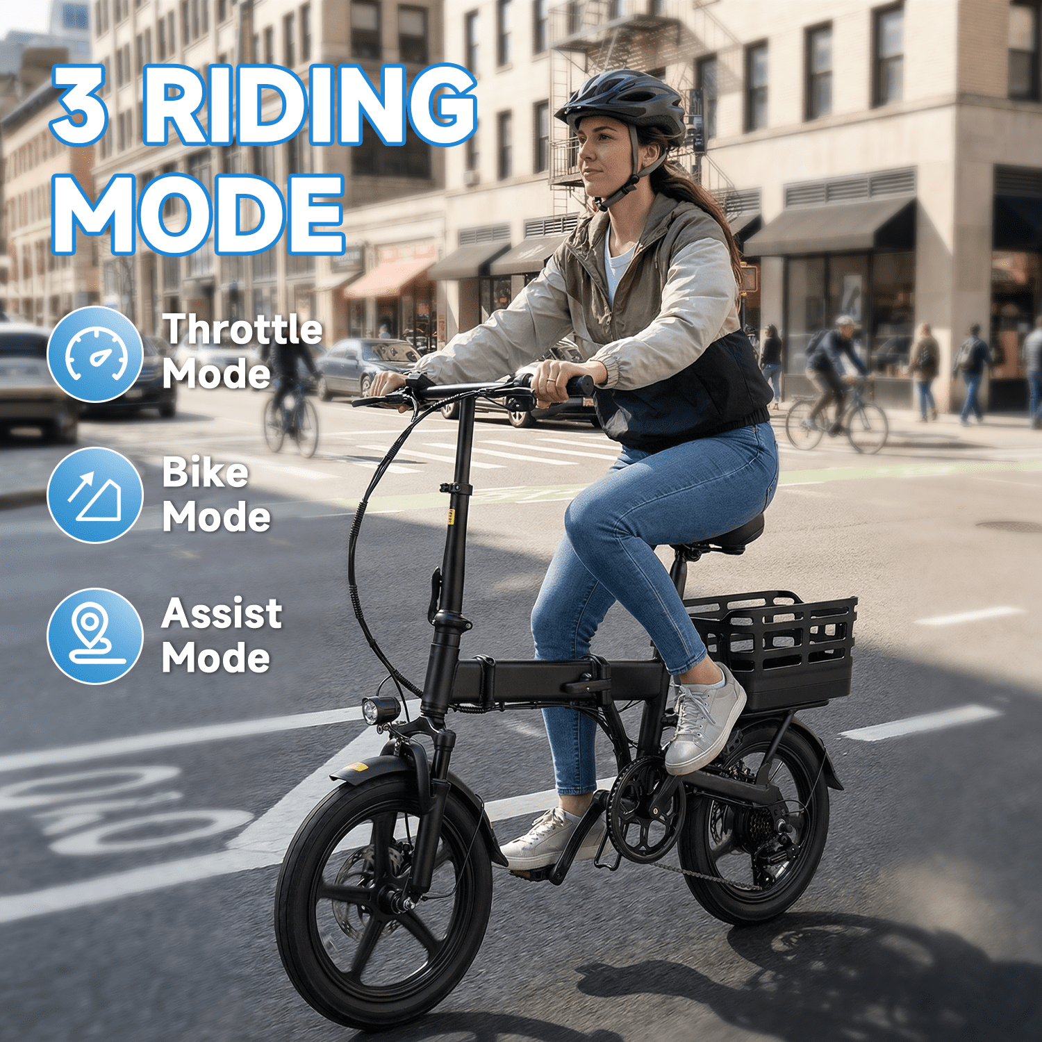 14IN Folding ebike for Adults Teens,500W Motor up to 20 mph Range 30 mile with 36V 12Ah Removable Battery Dual-disc brakes Electric bicycle,UL 2849 Electric Bikes