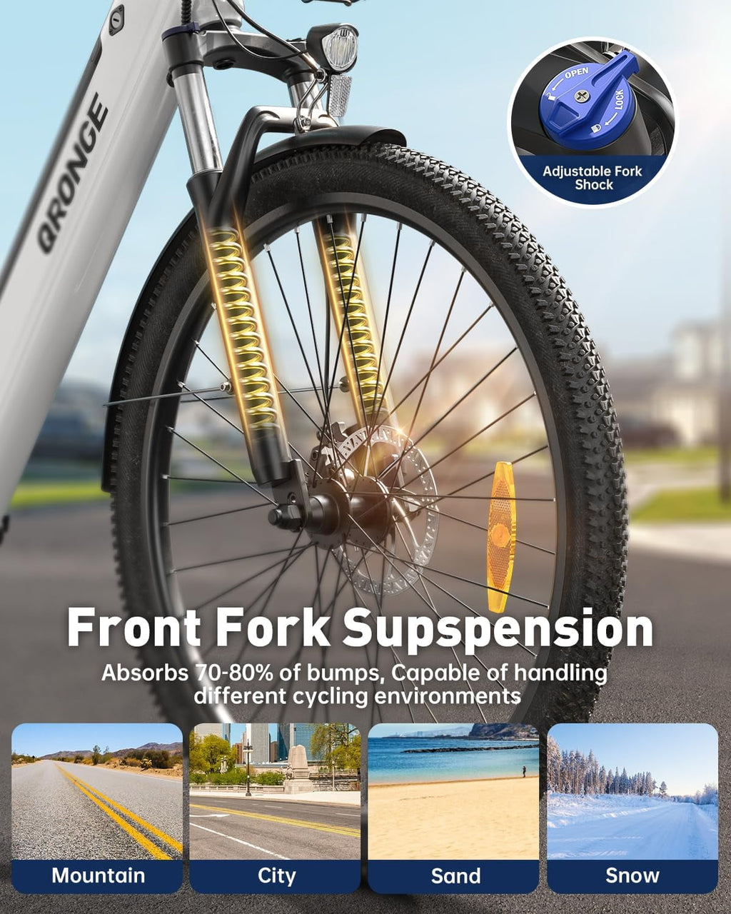26 inch Electric Bike for Adults 1200W Peak Step Through E-Bike 70Miles Range 25 mph Max Speed Electric Bicycles 7-Speed Front Fork Suspension E-Mountain Bikes 36V 12.8AH Battery, UL2849 by SGS Electric Bikes