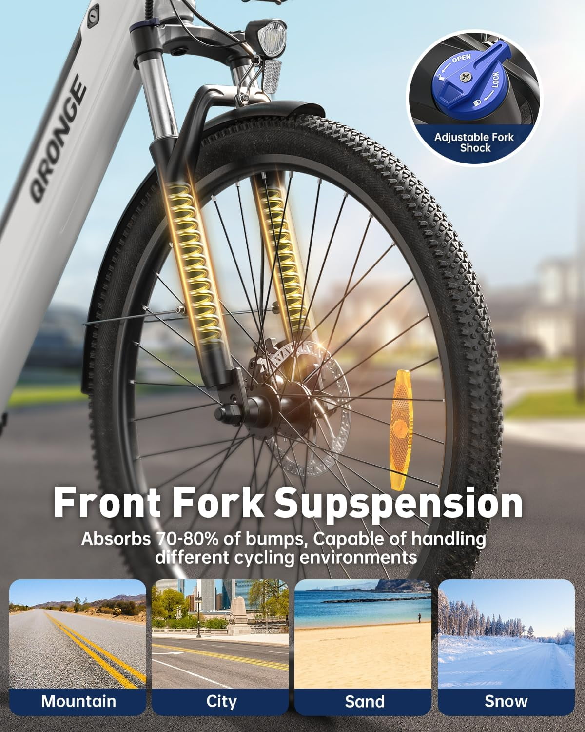 26 inch Electric Bike for Adults 1200W Peak Step Through E-Bike 70Miles Range 25 mph Max Speed Electric Bicycles 7-Speed Front Fork Suspension E-Mountain Bikes 36V 12.8AH Battery, UL2849 by SGS Electric Bikes