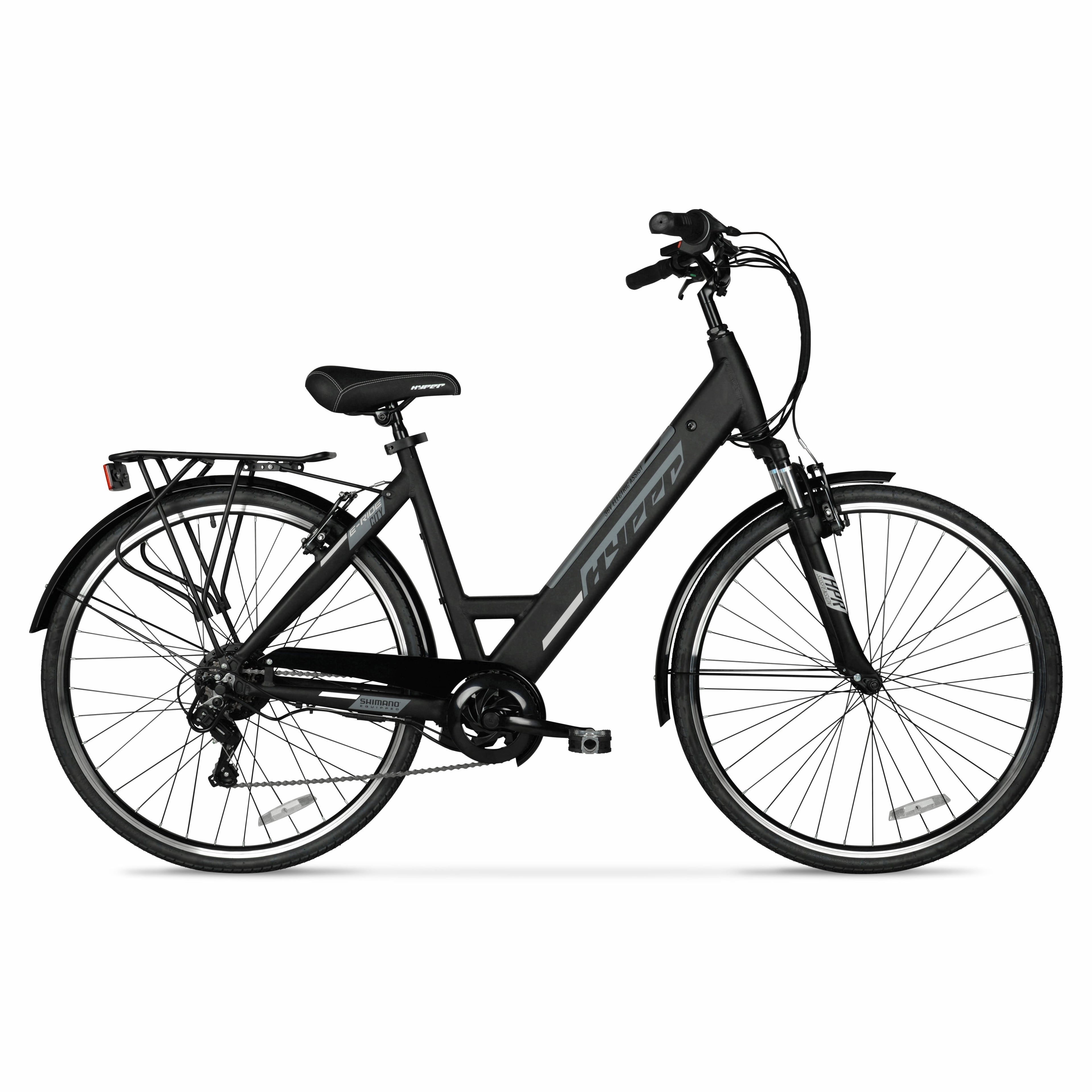 Hyper Bicycles 36V Class 2 700C Electric Commuter E-Bike, Adult Ages 13+, Pedal-Assist, 250W Motor, Black Electric Bikes