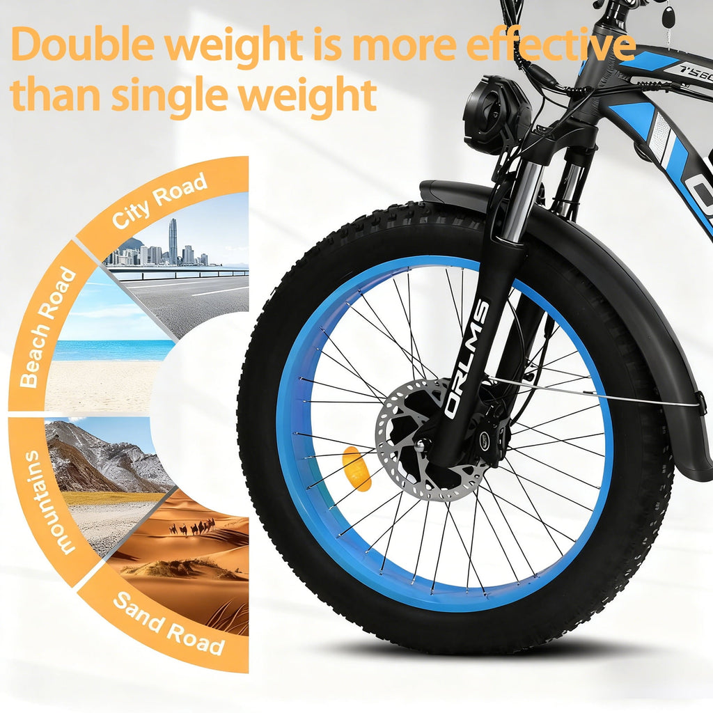 5000W Peak Dual Motor E-Bike, 60V 25Ah Battery Electric Bike, 50MPH High Speed E-Bike with 26 x 4.0 Fat Tire, Hydraulic Disc Brakes All Terrain Mountain/Commuter E-Bicycle Electric Bikes