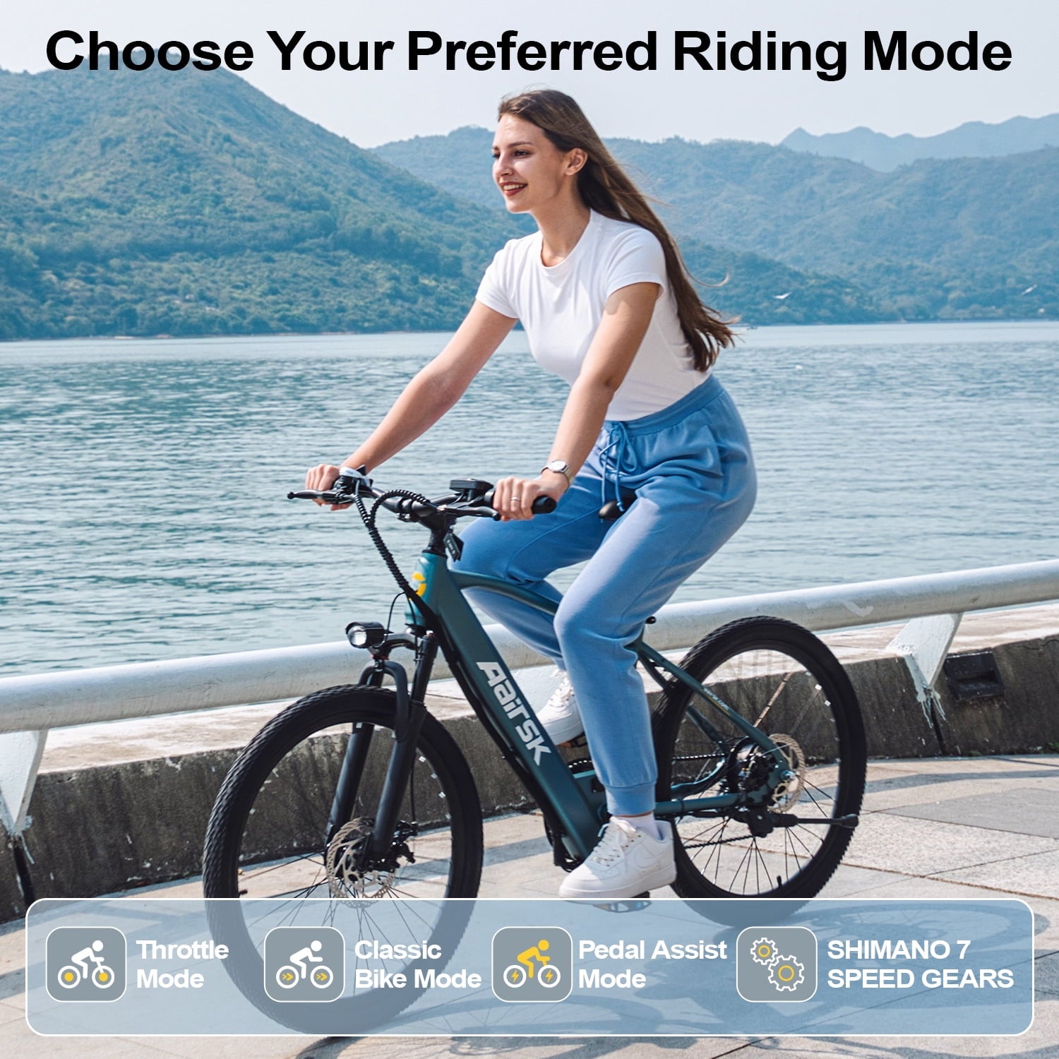 Aairsk GT300 24 Electric Bicycles for Adults,400W Motor,22MPH,36V 10AH Battery,7-Speed,40 Miles Range,UL2849 Electric Bikes