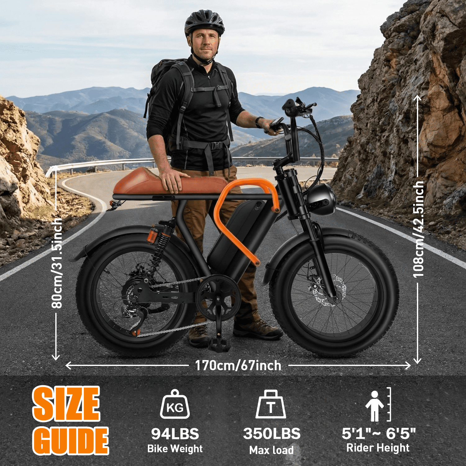 XKJ Electric Bike for Adults, 1500W Peak, 30MPH Electric Bike,50Mlies, 20 Fat Tire E-Mountain Bikes, 920Wh Removable Battery Ebike, Full Suspension shock, 7-Speed, UL 2849,Dirt ebike Electric Bikes