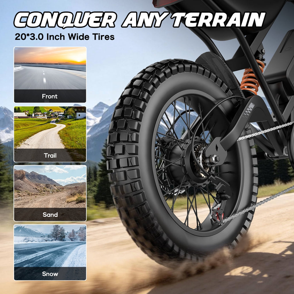 Adult Electric Bike 2500W Brushless Motor, 48V 25AH Long Range Battery, 26 Fat Tire E-Bike, 25MPH, 7-Speed, IPX5 Waterproof, Electric Bicycle for Mountain, Beach, Commute Electric Bikes