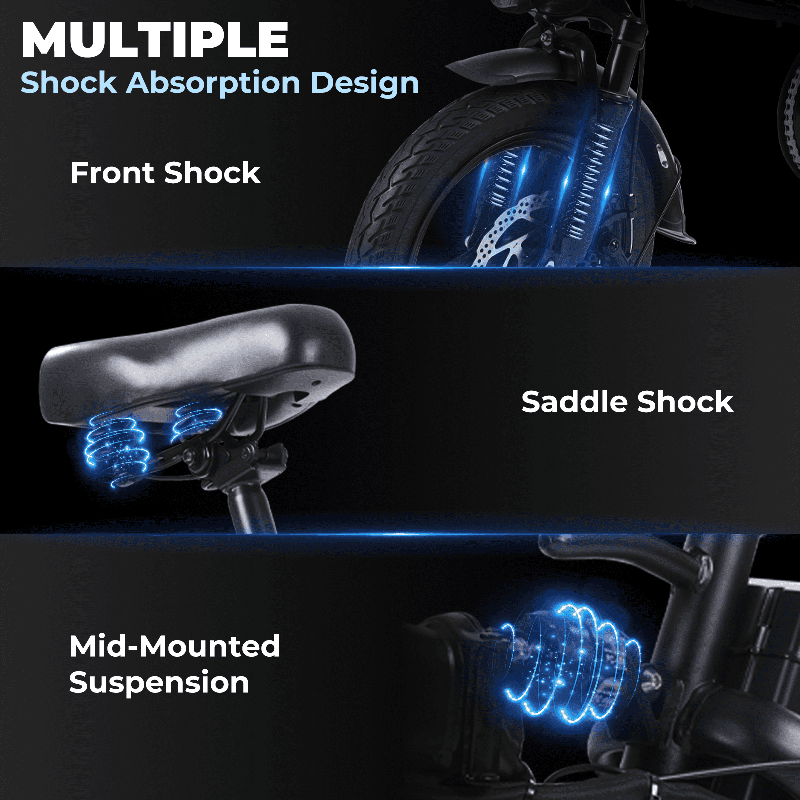 Portable Terrosor Electric Bicycle - 14 Foldable Design, Dual Disc Brakes, 20mph Max Speed, Includes Storage Basket Electric Bikes