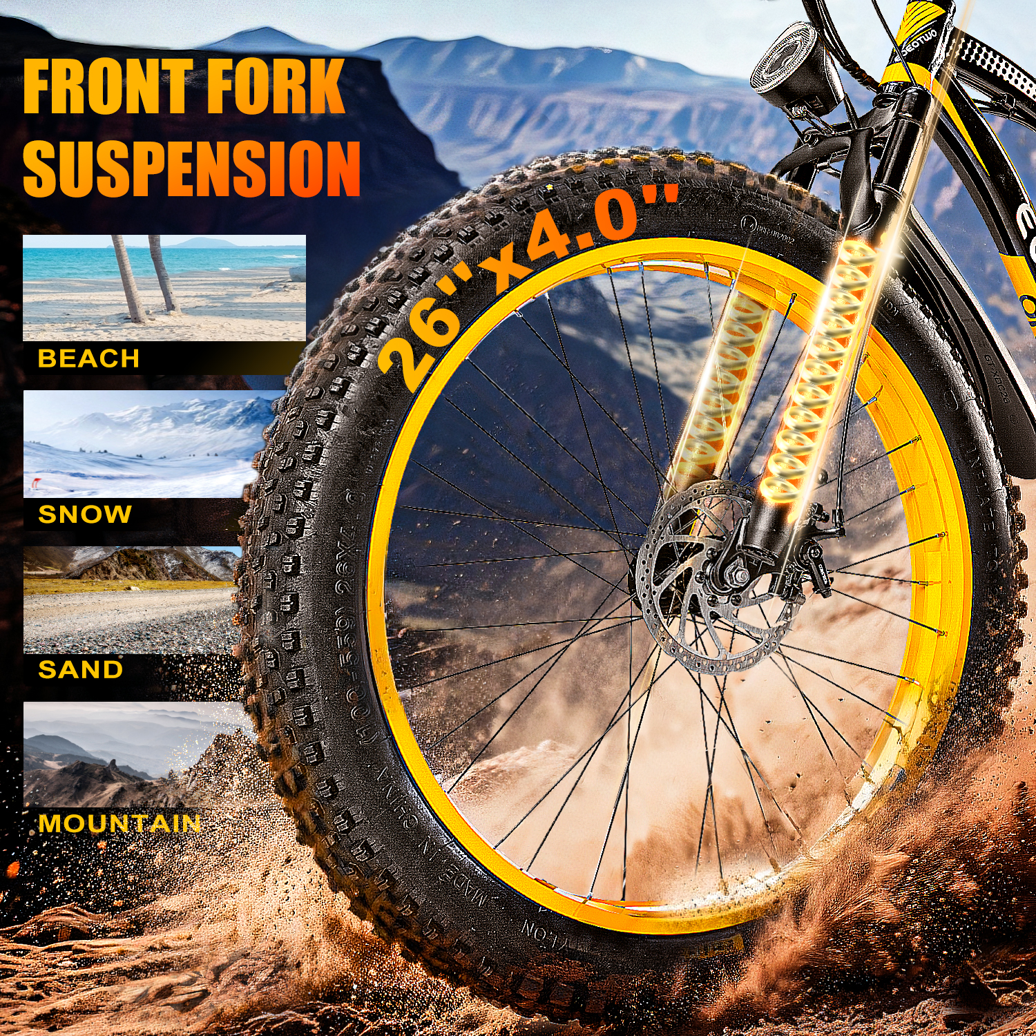 EOEOTWO 1500W Electric Mountain Bike for Adults,48V 15Ah Removable Battery 60Miles Longe Range, 34MPH Fast Cruiser Ebike, 26'' Fat Tire All-Terrain E-Bicycle with LED Display UL2849 Electric Bikes