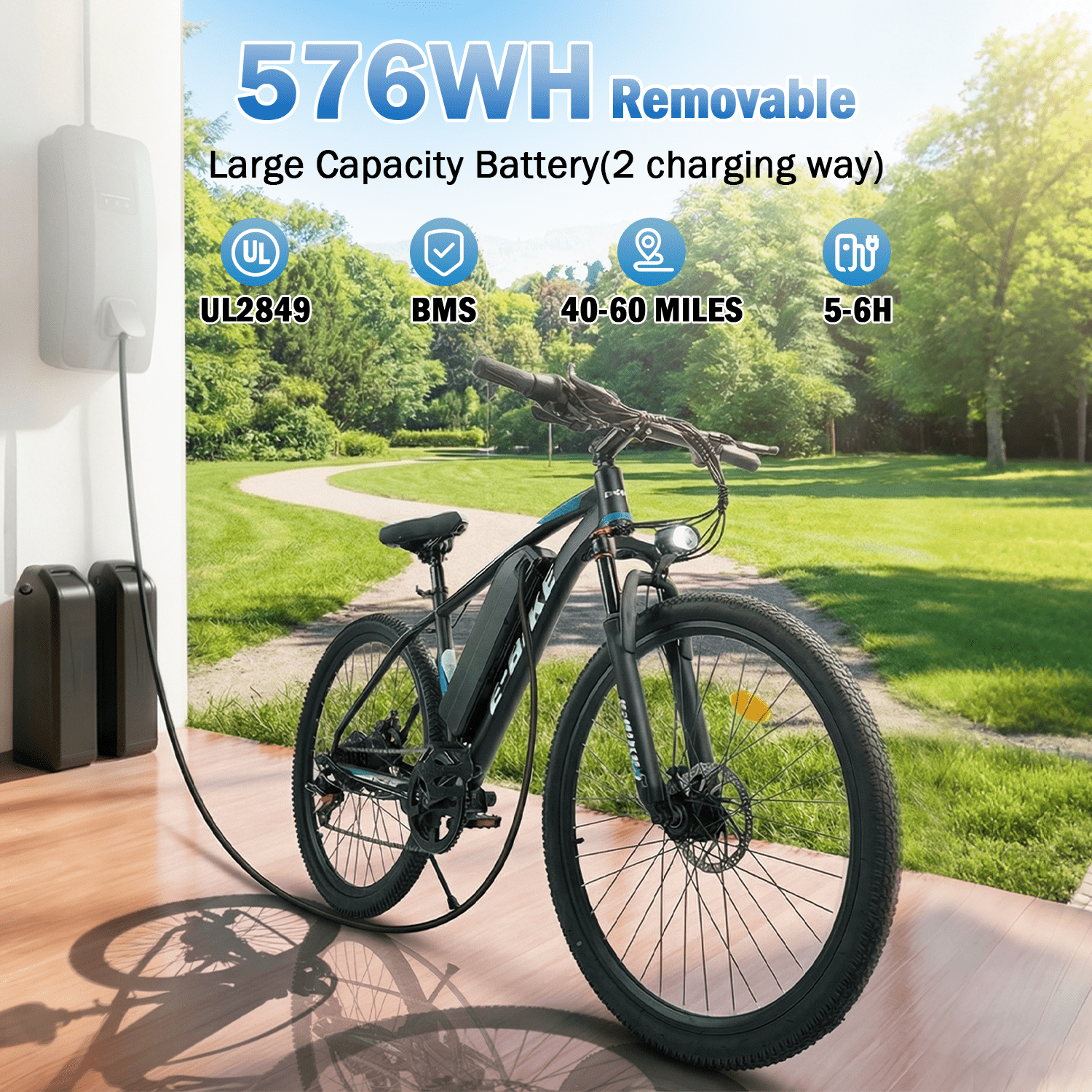 BroPath Electric Bike for Adults, Ebike, Electric Bicycle with 576WH Removable Battery,26 Folding Ebike, 25MPH,40+ Miles(MAX),800W High Motor,Multi-Shock Absorption,Commuting E Bikes,UL2849 Electric Bikes