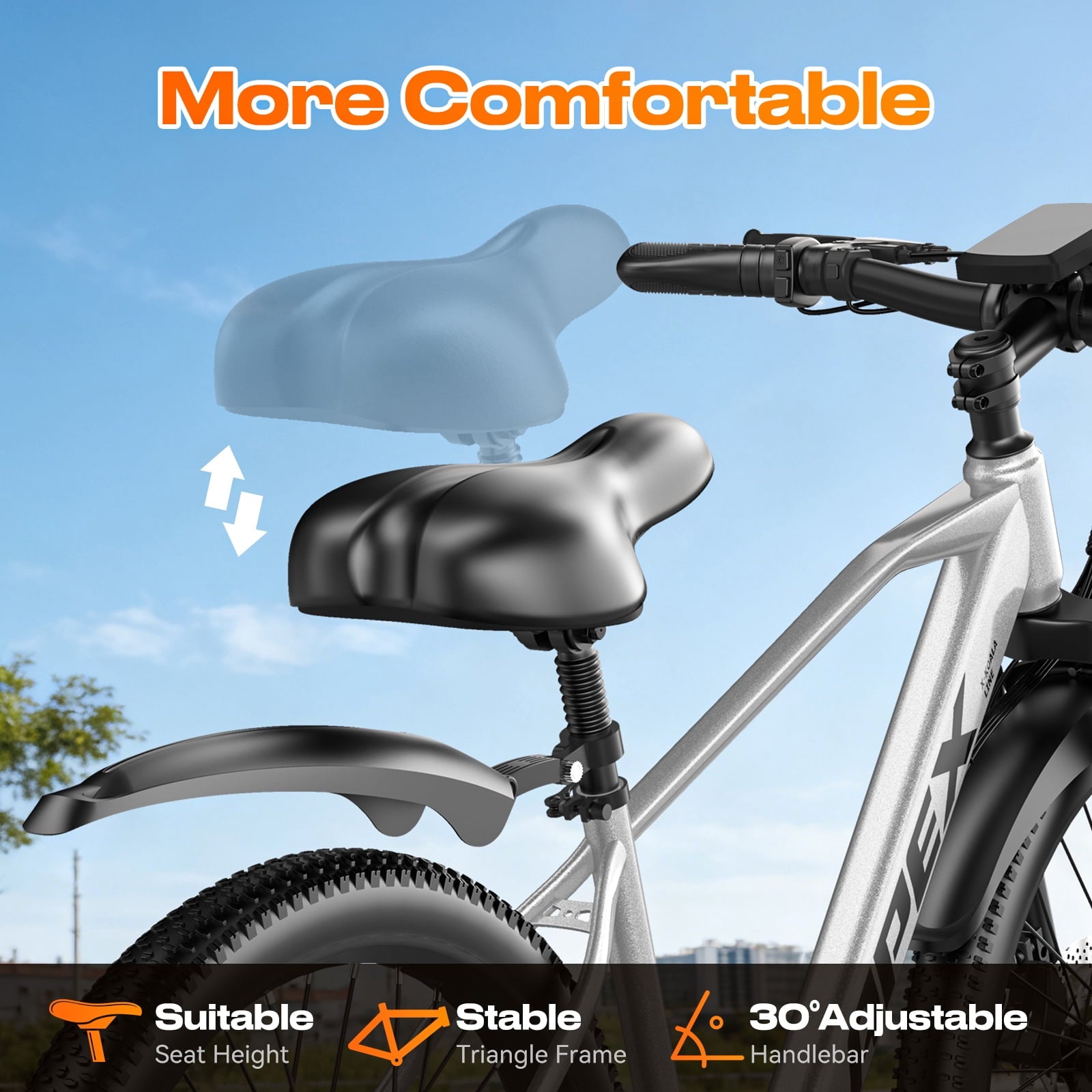 X-koala 26 Electric Bike for Adults & Teens, 1200W Peak Motor, 25 MPH, 48V Internal Battery, UL 2849 Certified IPX7 Waterproof Ebike, 7-Speed Electric Mountain Bike with Saddle Suspension Electric Bikes