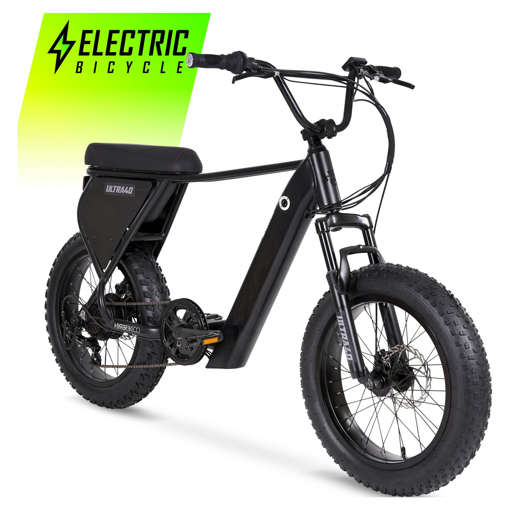 Hyper Bicycles 20 Ultra 40, 36V Electric Bike, Adult Ages 13+, 250W Motor, Matte Black Electric Bikes