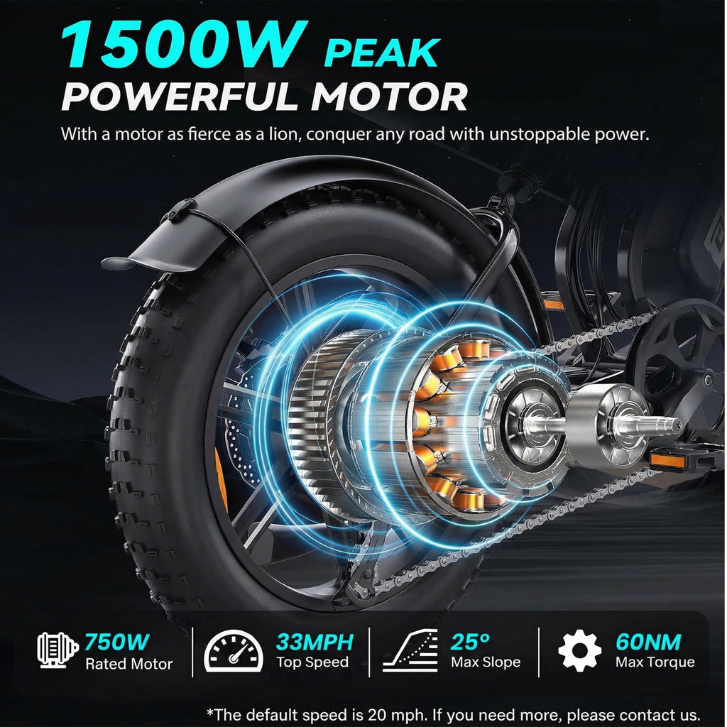 DTTZH F6 Electric Bike for Adults, 1500W Peak Motor, 33MPH & 60 Miles, Electric Mountain Bike, 20 x 4 Fat Tire Off-Road Ebike, 48V/15.6Ah UL2849 Electric Bikes