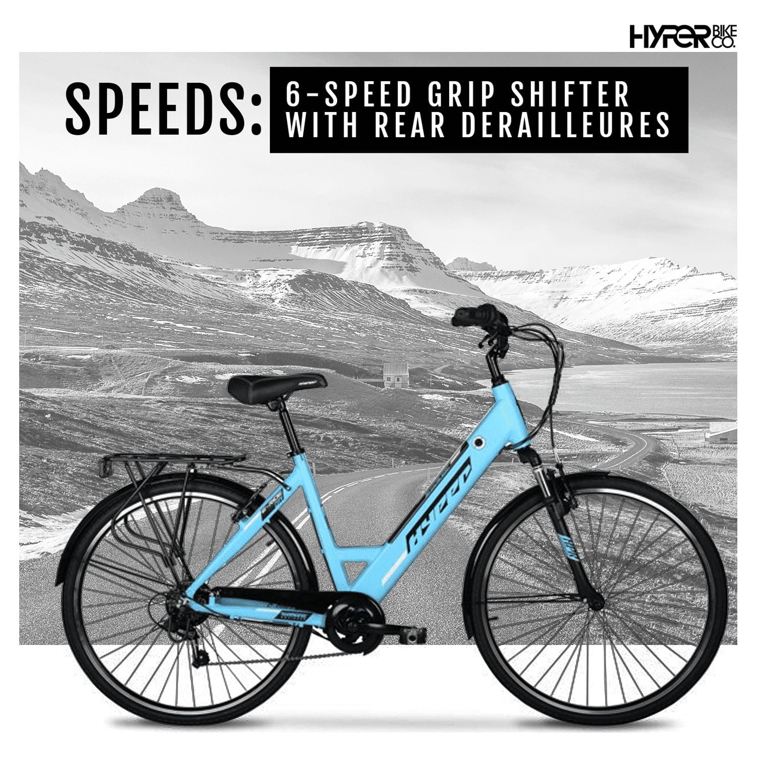 Hyper Bicycles E-Ride 700C 36V Electric Commuter E-Bike for Adults, Pedal-Assist, 250W Motor, Blue Electric Bikes