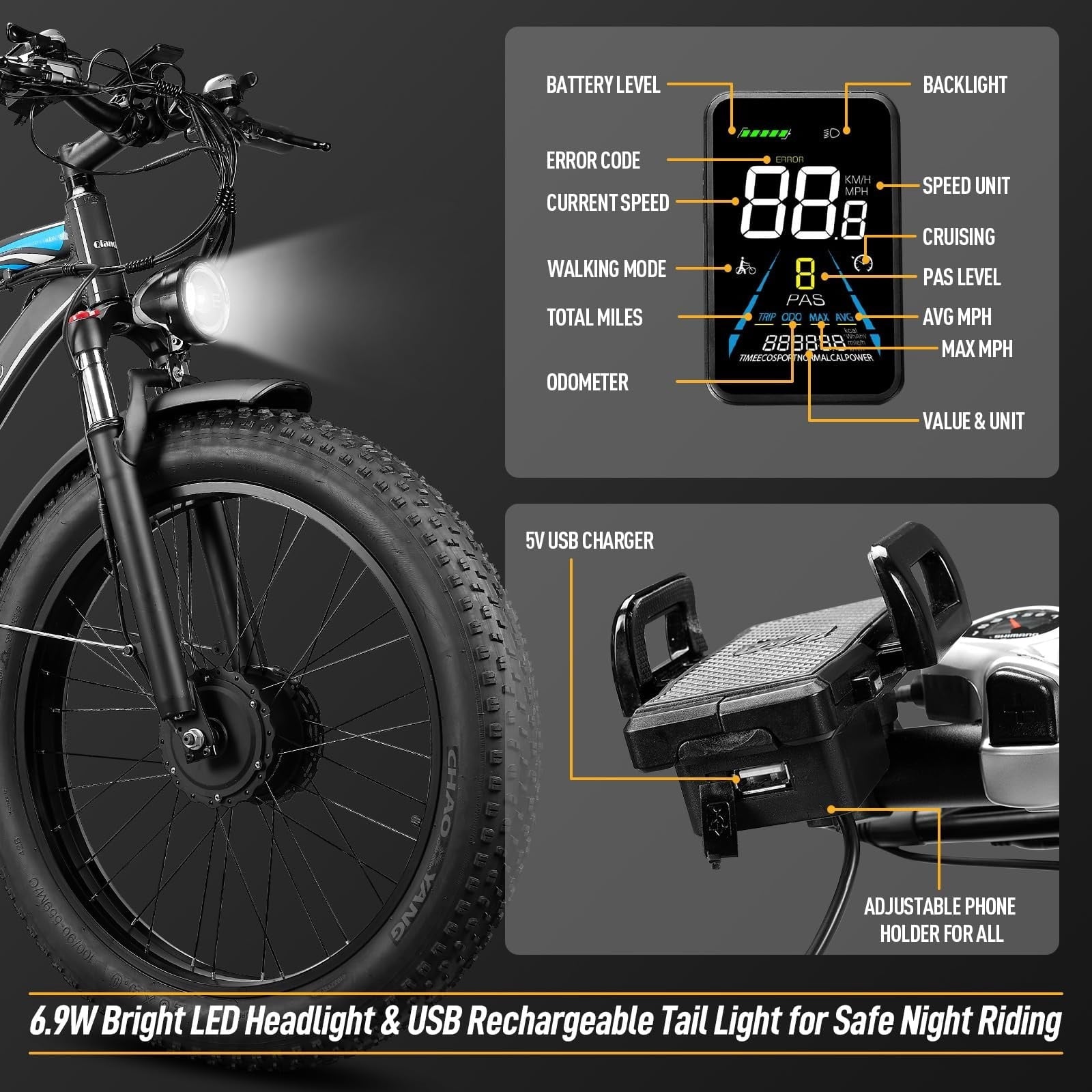 5000W Dual Motor Electric Bike for Adults, 26 Fat Tire Electric Mountain Bicycle, 52V 36Ah Removable Battery, 21 Speed Full Suspension All-Terrain Ebike, UL2849 Electric Bikes