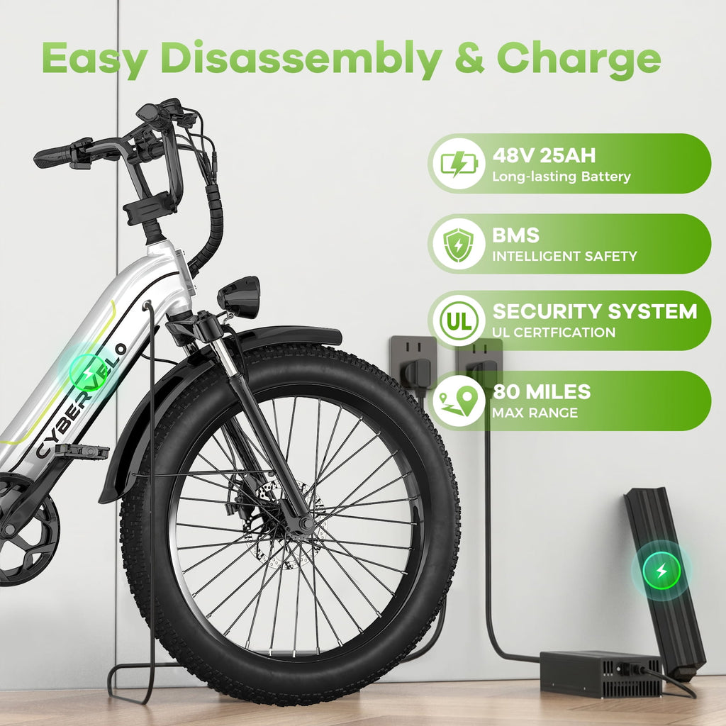 1000W Peak Ebike for Adults,Detachable Battery 26 Fat Tire Step-Thru 7-Speed,Adult All Terrain Electric Bikes