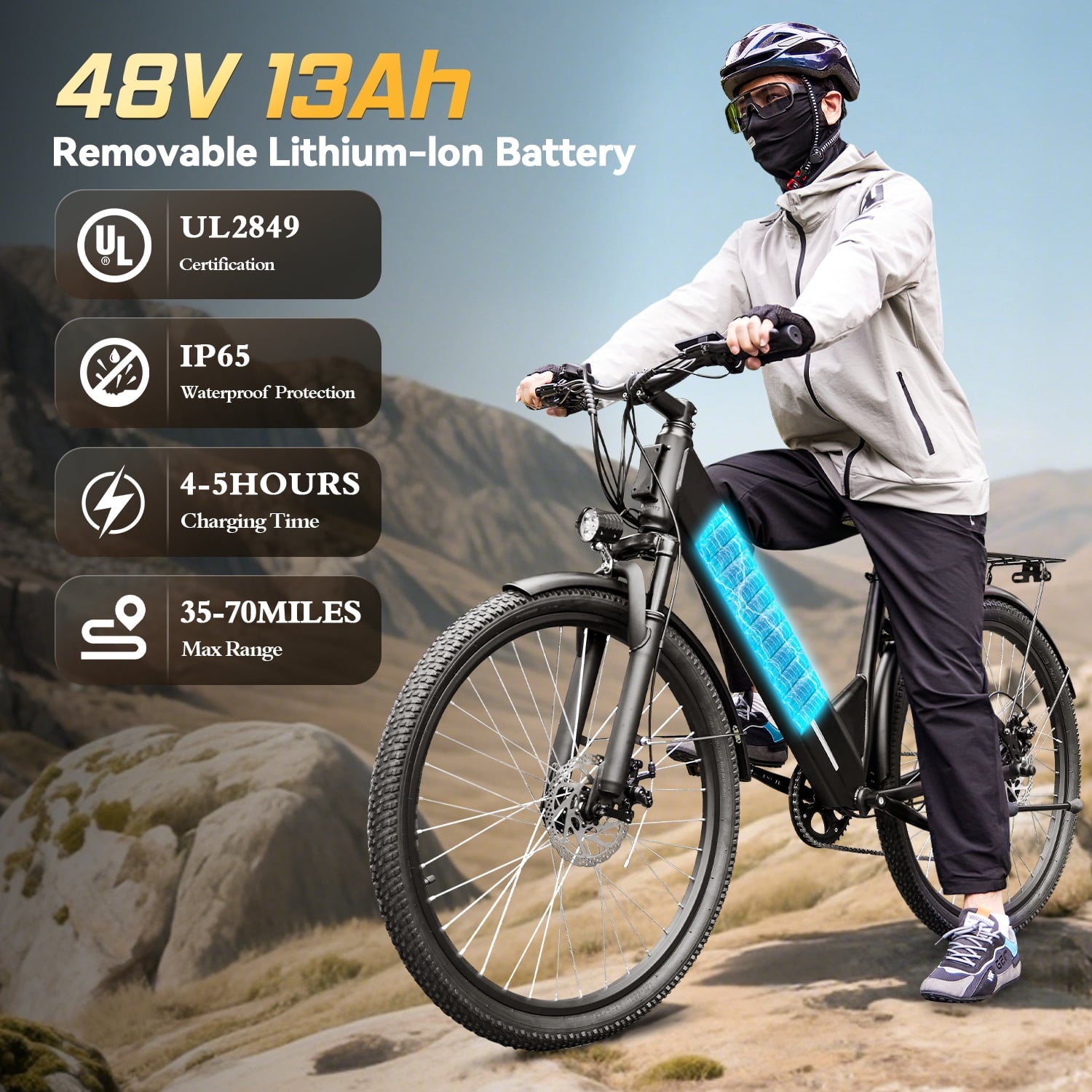 ZNH 26Low Step Commuter Electric Bike for Adults|750W Powerful Motor Adult Electric Bicycles Max 20mph|48V 13Ah Removable Battery Women City Ebike|UL2849|Black Electric Bikes