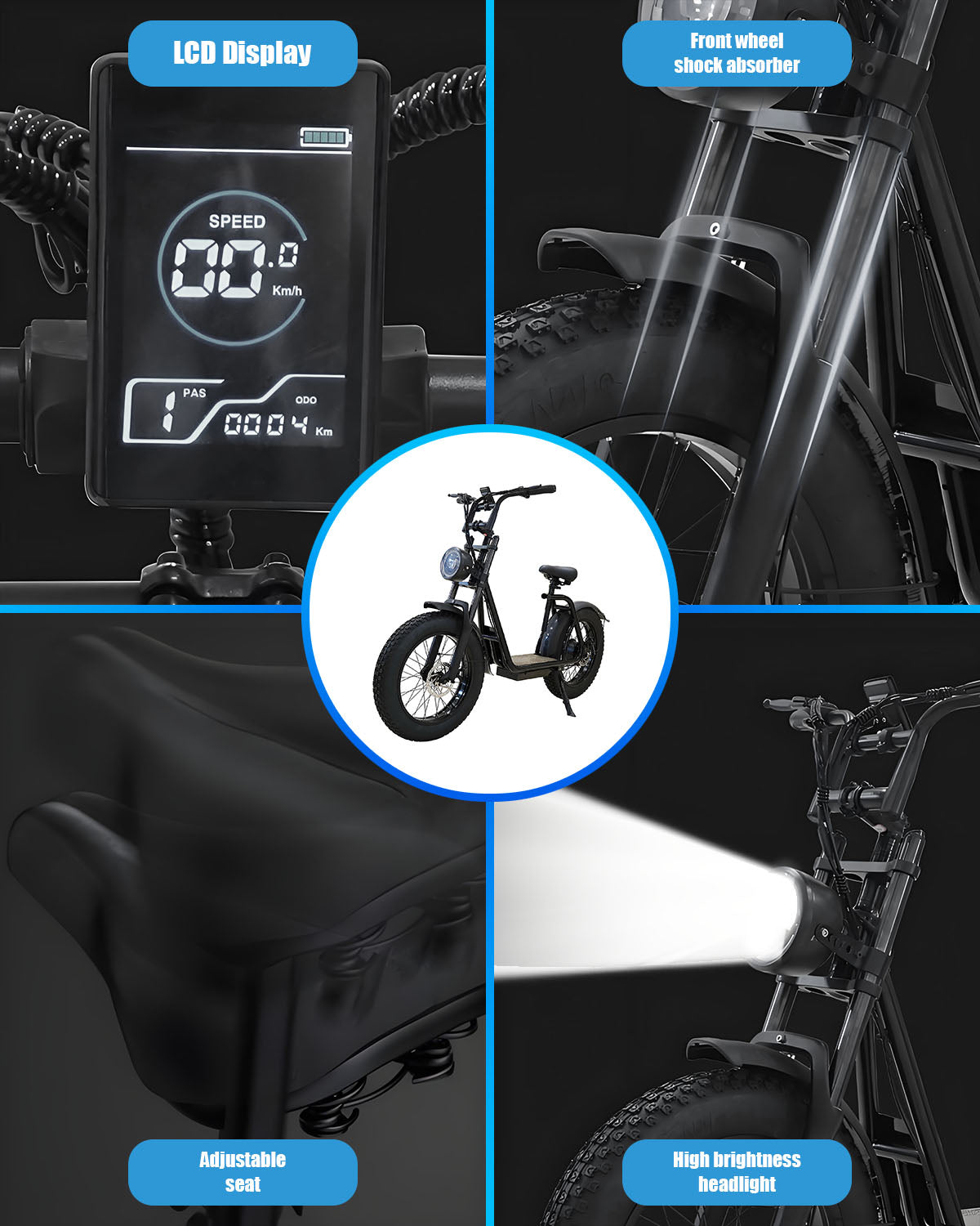 Electric Bike for Adult 750W Motor 20inch Fat Tire 2025 Ebikes Dual Disc Braking E-Scooter Electric Bikes