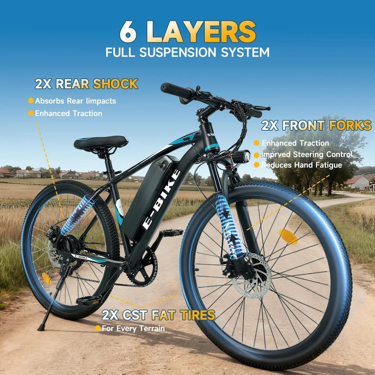 Electric Bicycle for Adults, 750W Peak 1000W Motor E Mountain Bike, 26in 45Miles 25MPH 7 Speed Commuting ebike with 432Wh, UL 2849 Electric Bikes