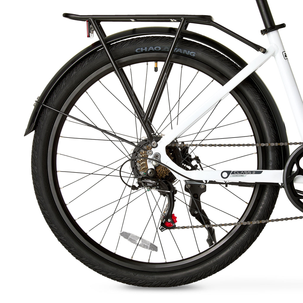 Concord 27.5 Step-Thru Electric Bike, 36V, Class 2, Aluminum, 49 Pounds, White, Unisex, Fits Riders 5'1 - 6'1 Electric Bikes