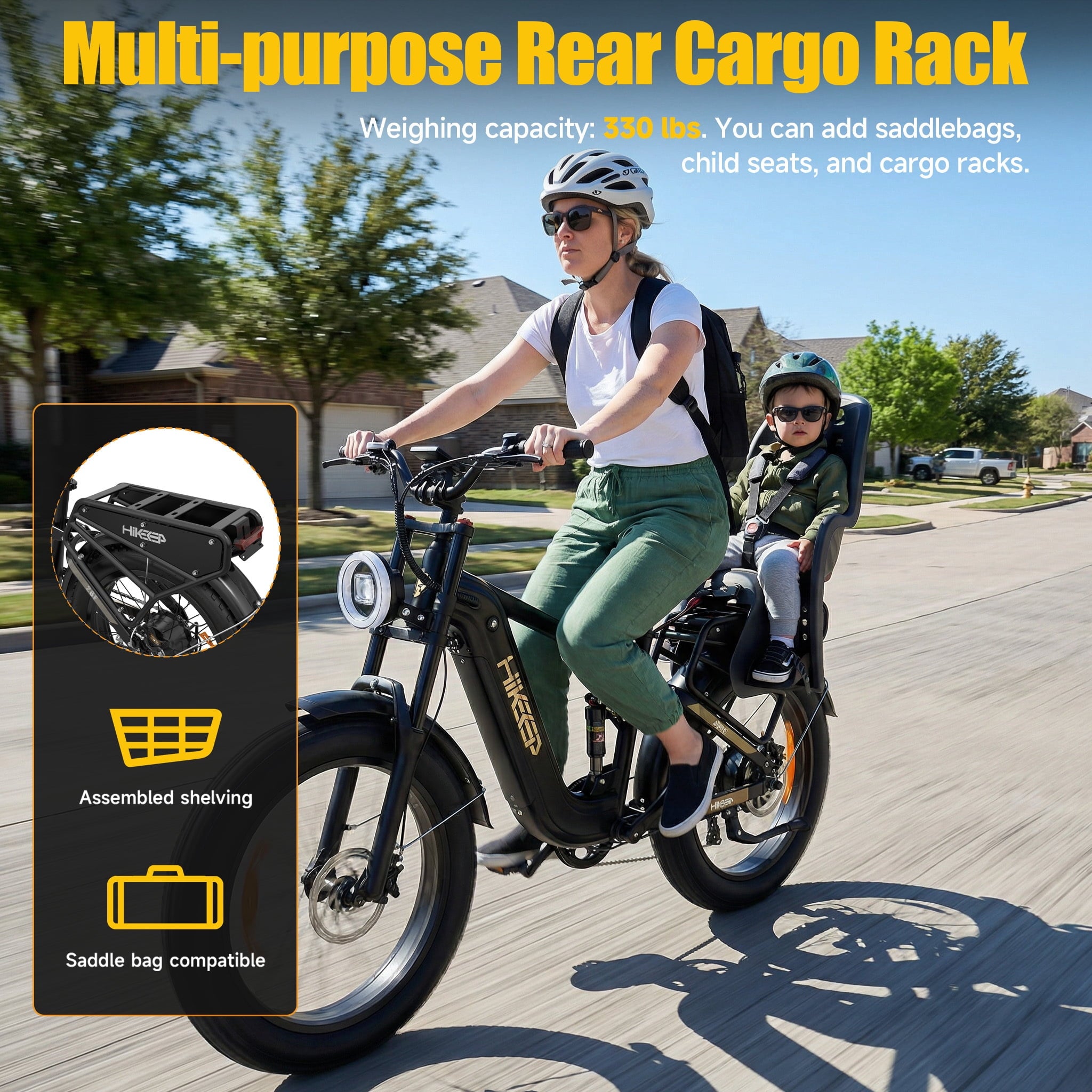 HiKeep Electric Bike for Adults, 2000W 4000W Peak Motor, 48V 25Ah Removable Lithium Battery, 26x4 Fat Tire E-Bike, 7-Speed Shimano, Full Suspension, Rear Rack, UL 2849, Black Electric Bikes