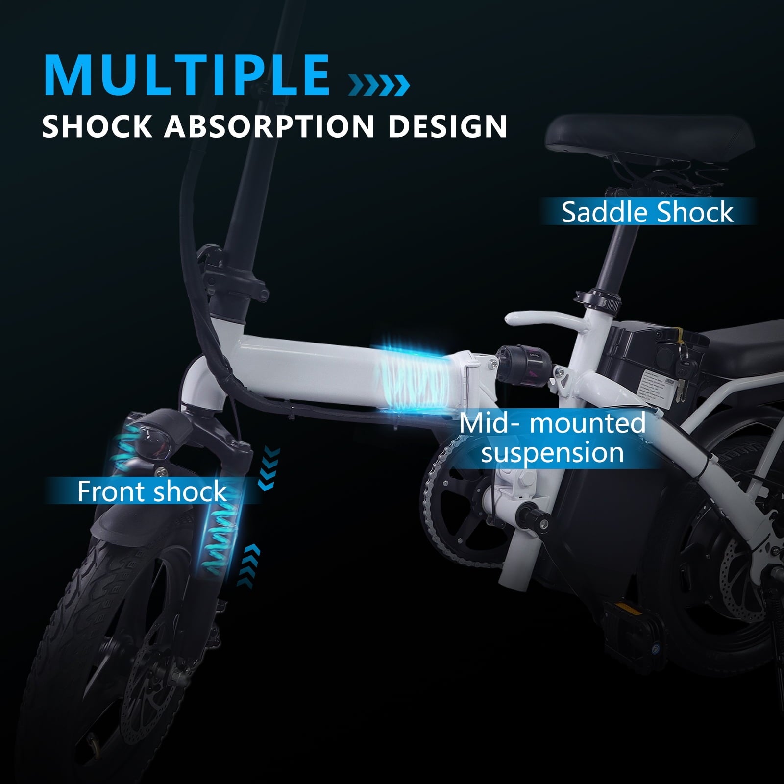 BroPath Electric Bike for Adults, Ebike, Electric Bicycle with 576WH Removable Battery,14 Folding Ebike, 21MPH,20+ Miles(MAX),500W Motor,Multi-Shock Absorption,Commuting Mini E Bikes,UL2849,WHITE Electric Bikes