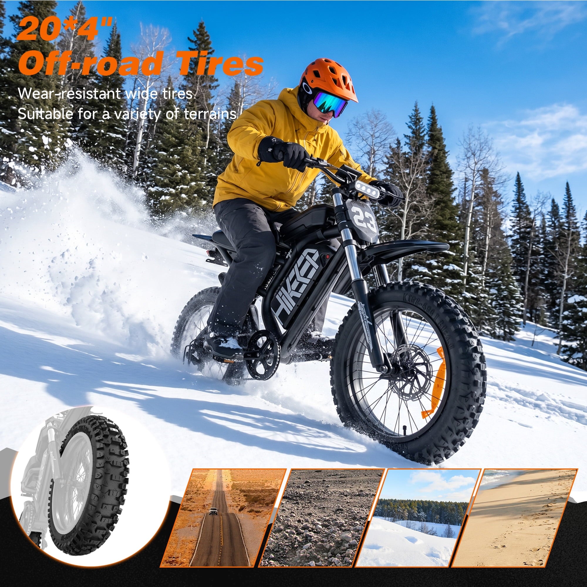 HiKeep Electric Mountain Bike for Adults, 1500W 3000W Peak Dirt E-Bike, 20 Fat Tire, 52V 40Ah Battery, 40 mph, UL2849 Electric Bikes