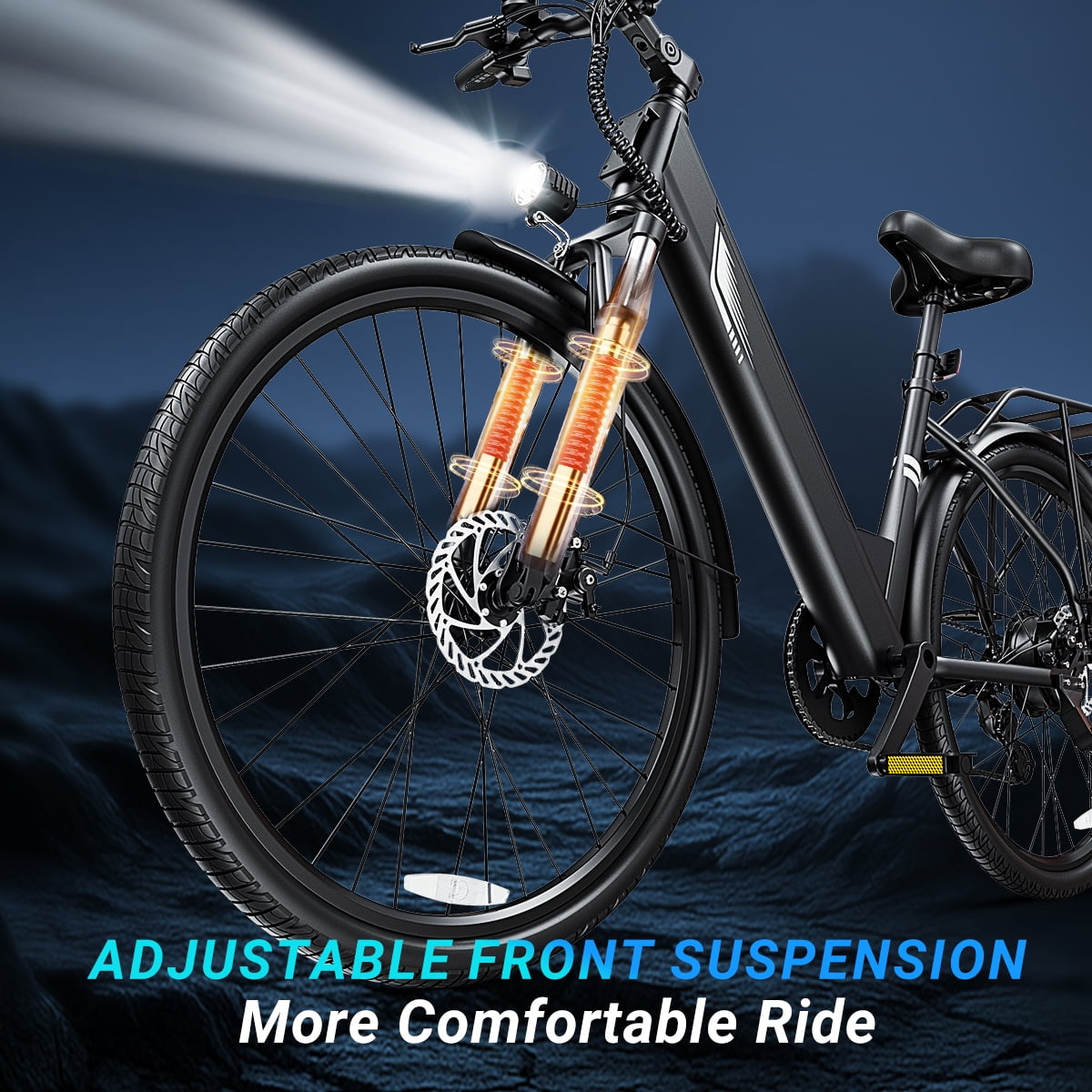 DYU C7L Electric Bike for Adults, 26 Peak 1000W Motor Ebike, 48V 10.4Ah Removable Battery, 45 Miles Max 20MPH, 7 Speed Electric Bicycle UL2849 Electric Bikes