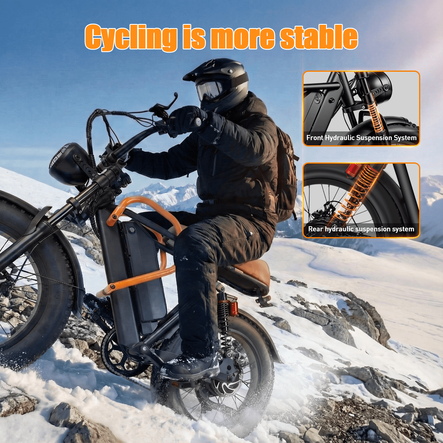 XKJ Electric Bike for Adults, 1500W Peak, 30MPH Electric Bike,50Mlies, 20 Fat Tire E-Mountain Bikes, 920Wh Removable Battery Ebike, Full Suspension shock, 7-Speed, UL 2849,Dirt ebike Electric Bikes