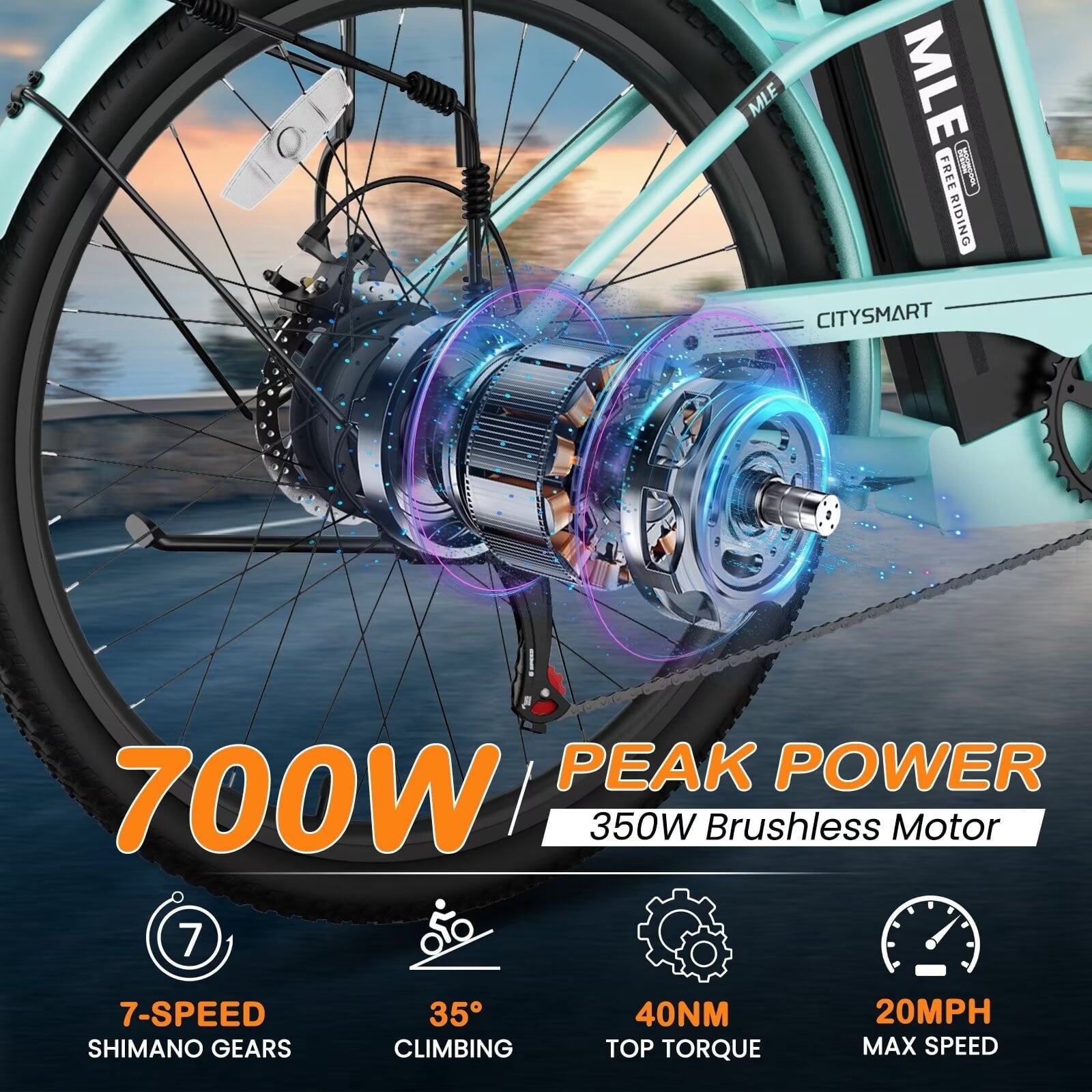 Lilypelle Electric Bike for Unisex Adults,24/26 7-Speed Step Thru Electric Bicycle ,36V,20MPH Electric Bikes