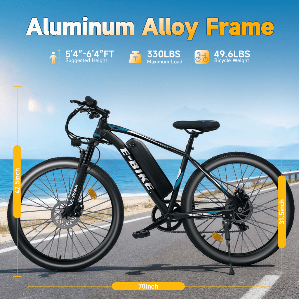 BroPath Electric Bike for Adults,26”Electric Mountain Bike 576Wh Internal Battery & LCD Display, with 7-Speed, 25MPH,Ebike,Full Suspension, 800W (Peak) Motor Commuter Electric Bicycle,UL2849 Electric Bikes