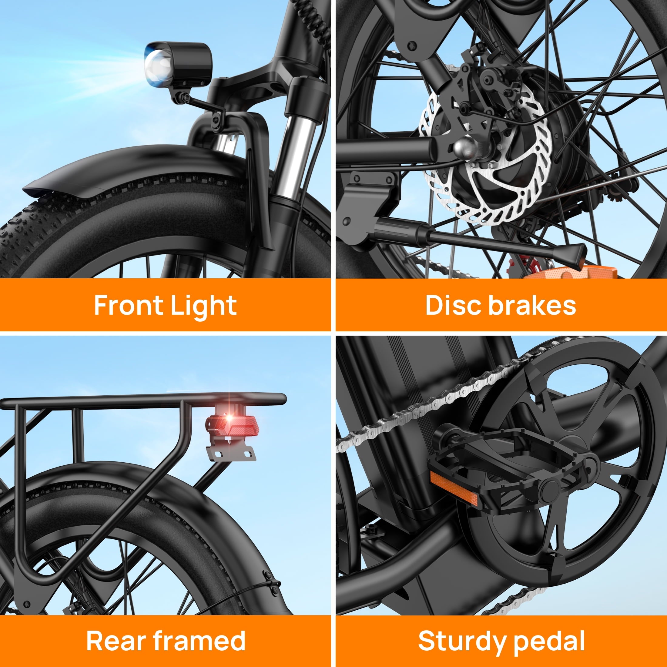 URLIFE 3.0 Fat Tire Ebike, 20 Electric Bicycles for Adult, 750W Peak Motor, 48V 13AH Remobavle Battery, 7-Speed Commuting Ebike, UL2849-Black Electric Bikes