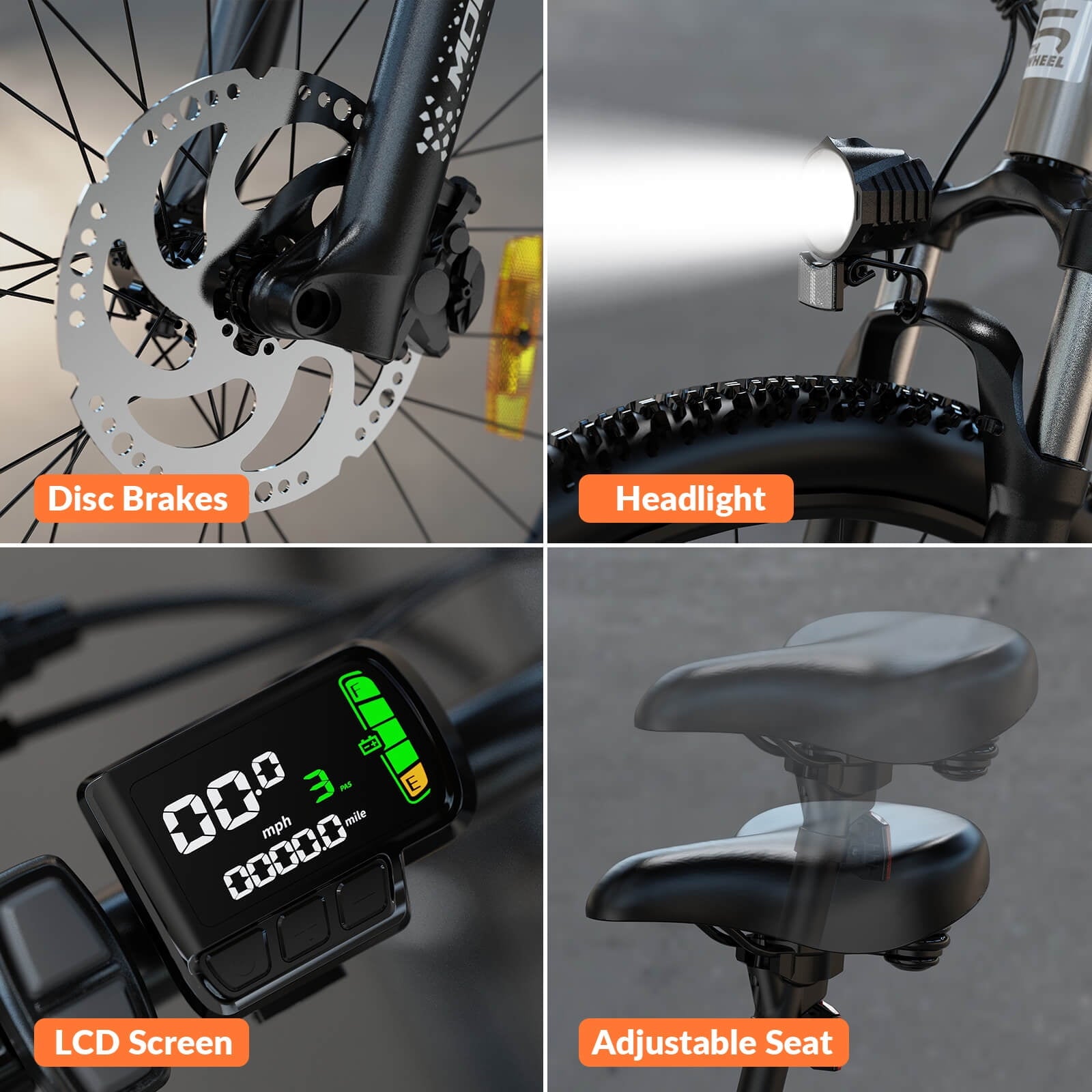5TH WHEEL WLB17 26 Electric Bike for Adult, 500W Peak Electric Bike with 36V 10.4Ah Removable Battery, Electric Bicycle with 7 Speed, UL2849 Electric Bikes
