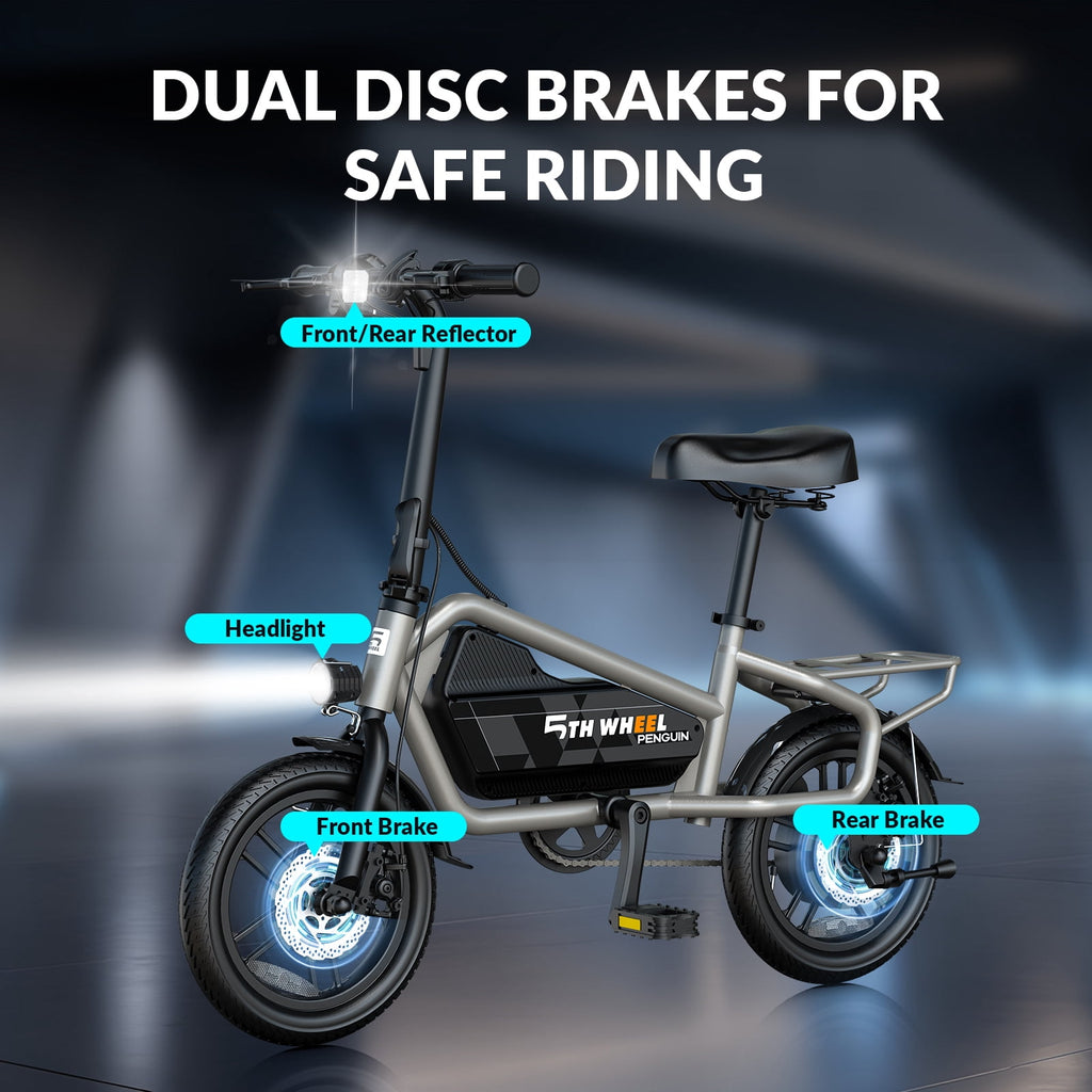 5TH WHEEL 14 Electric Bike for Adults with 650W Peak Motor Electric Bicycle, 36V 7.8Ah Battery Ebike, UL2849 Electric Bikes