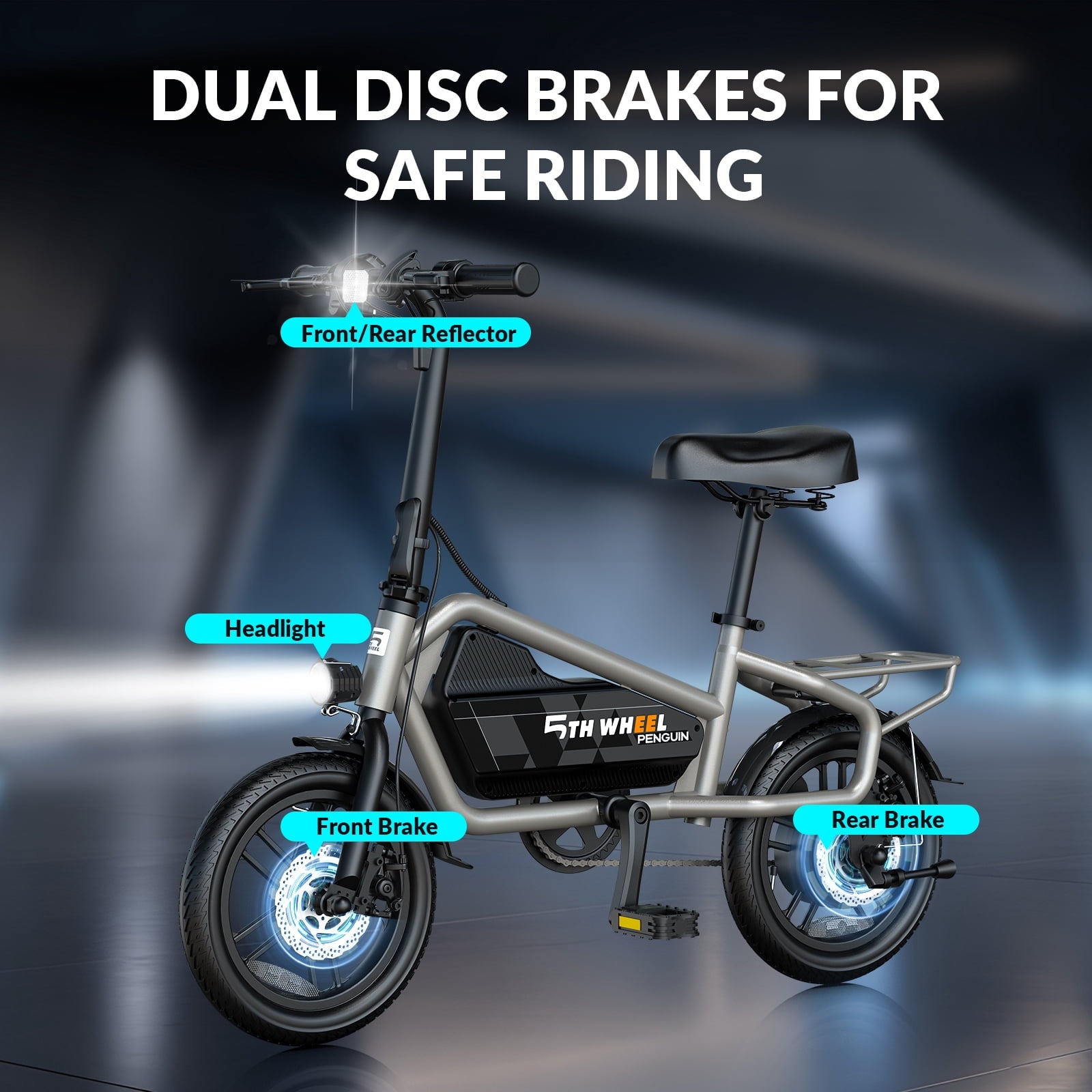 5TH WHEEL 14 Electric Bike for Adults with 650W Peak Motor Electric Bicycle, 36V 7.8Ah Battery Ebike, UL2849 Electric Bikes