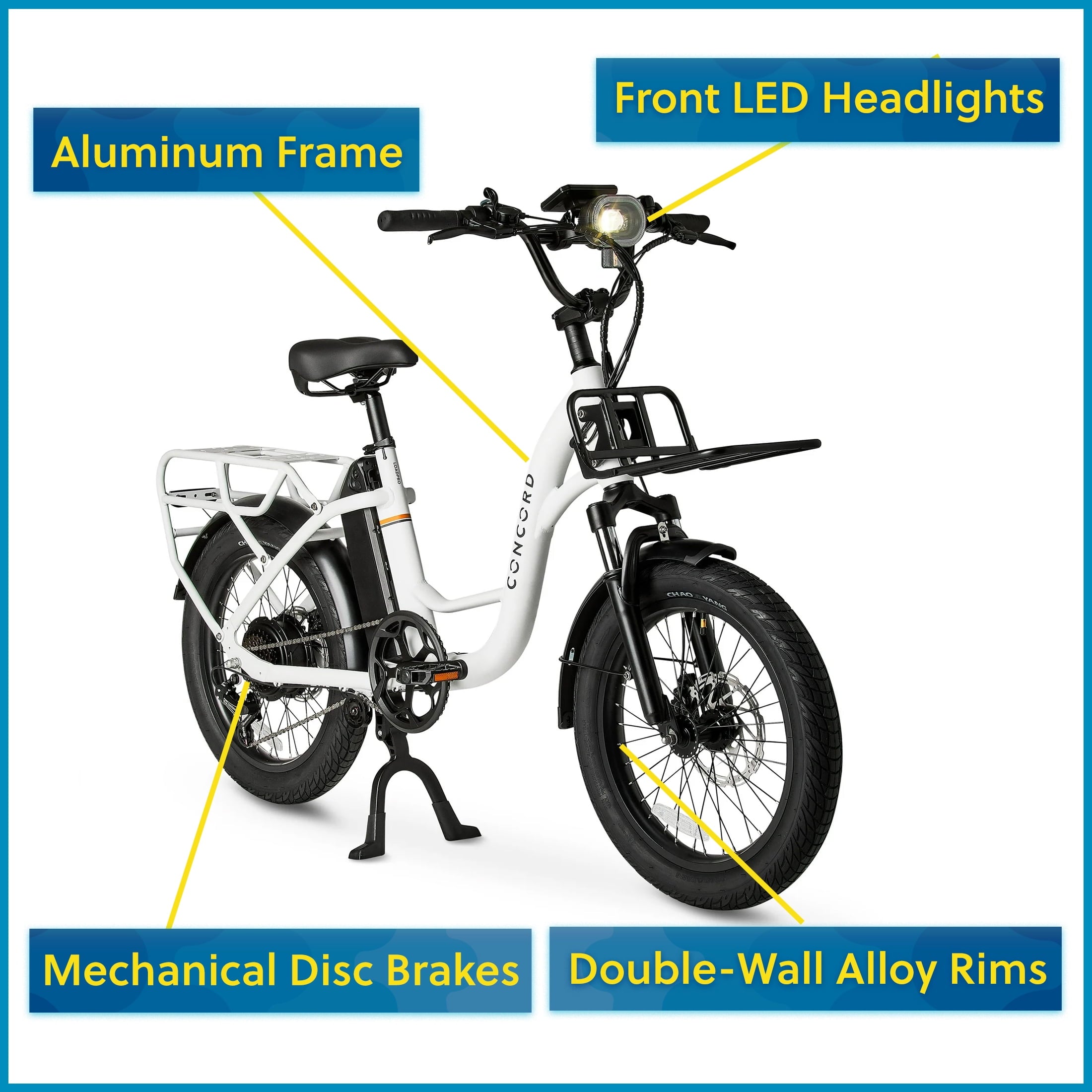 Concord 20 Loadpro Electric Cargo Bike, 48V, Class 2, Off-White, Fits Riders 4'11 - 6'3, Adult, Unisex, Online Only Electric Bikes