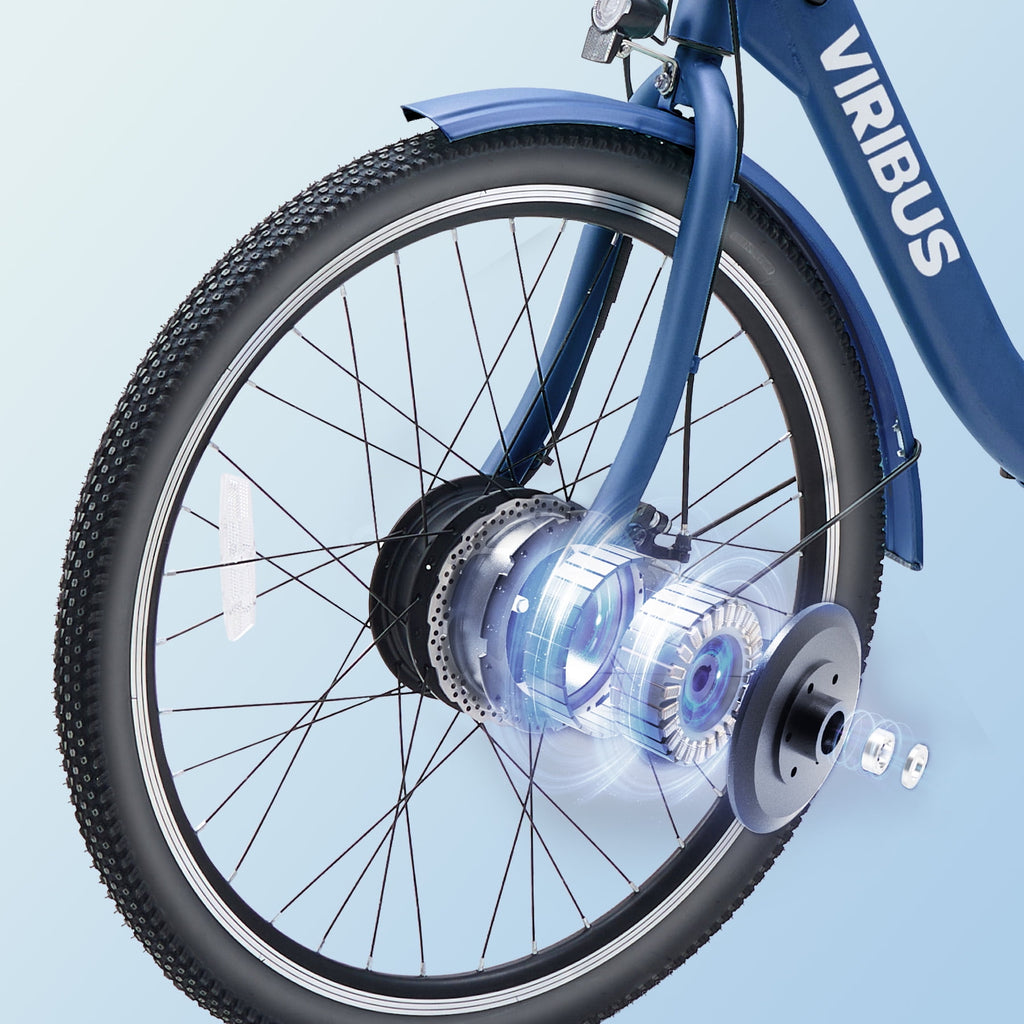 24 7-Speed Folding Electric Tricycle with 350W Motor 36V 13Ah Battery Blue Electric Bikes