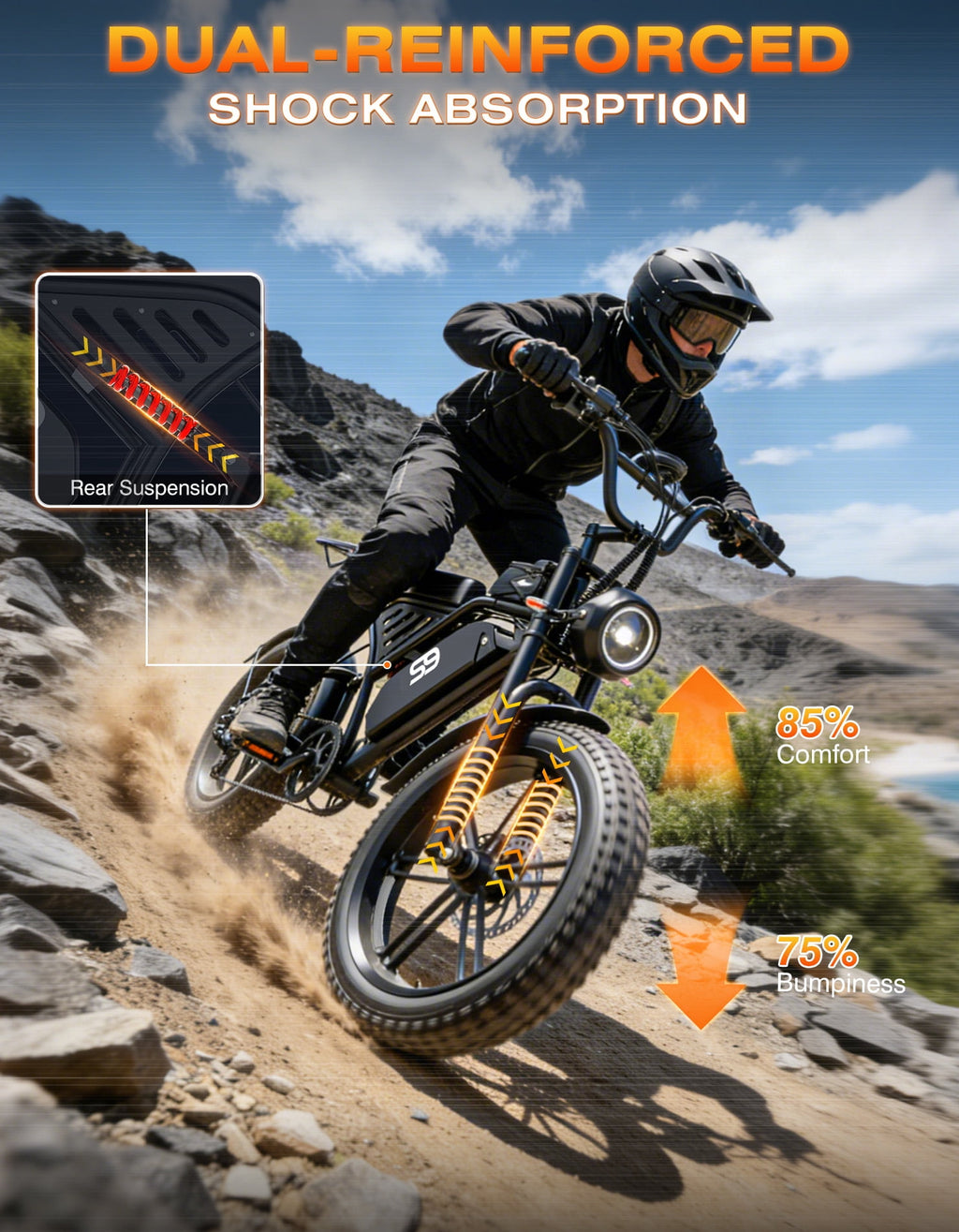 AZHAR Off-Road Electric Mountain Bike for Adults, 20*4 Fat Tire E-Bike, 48V 20Ah Removable Battery, 750W Rated (2500W Peak) Motor, 32MPH Max Speed , UL2849 Certified Electric Bikes