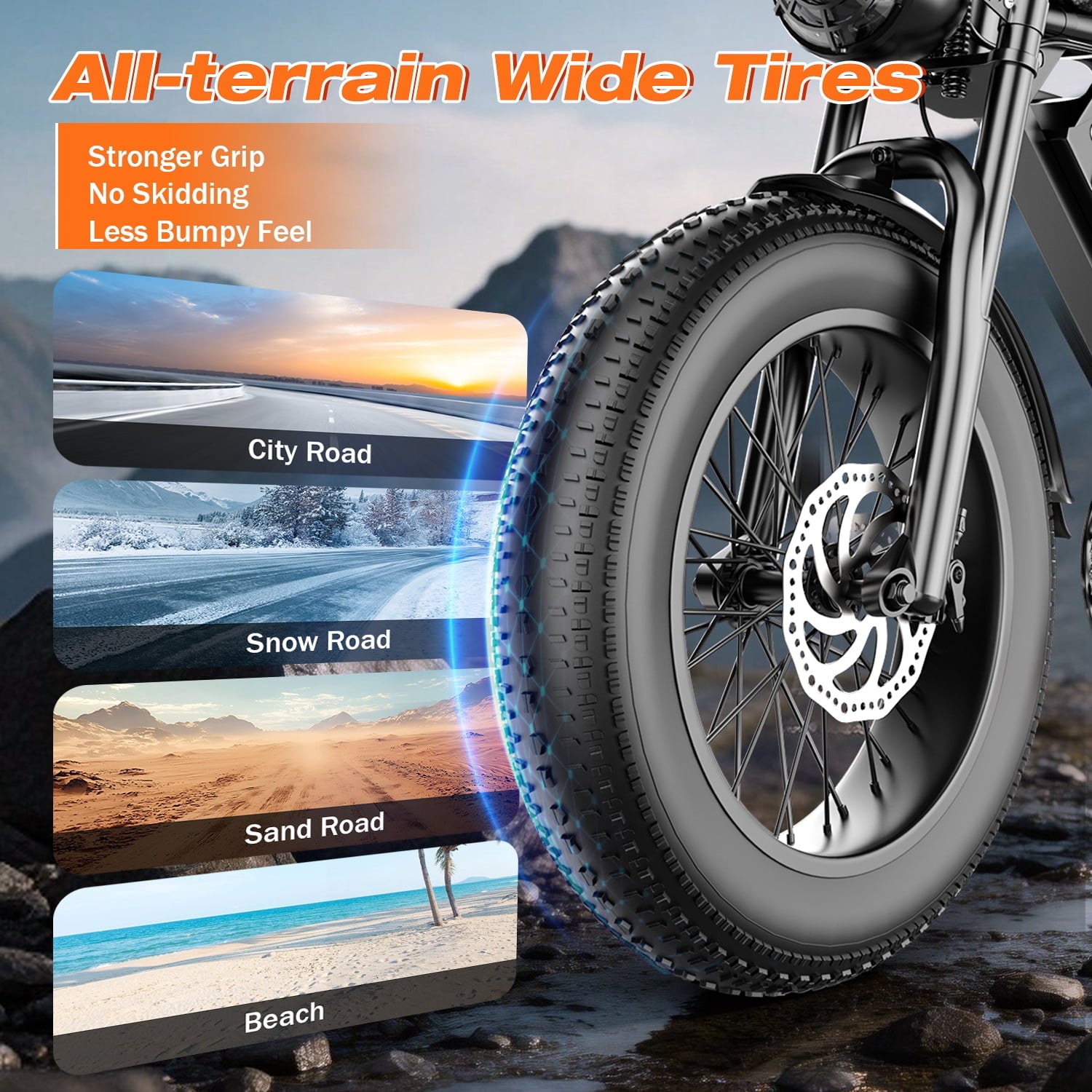 2200W Peak Electric Bike, 48V 20Ah &25MPH & 65Miles Range, 20''x4'' Fat Tire Mountain Ebike, Removable Battery, Rear Rack, Adult Electric Bicycle, UL2849 Electric Bikes