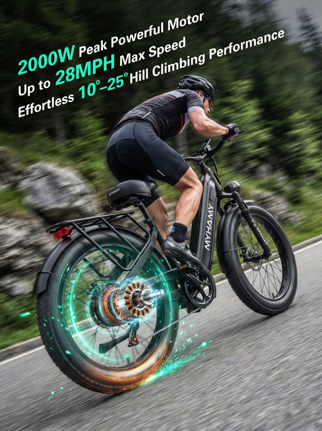 2000W Peak Power Electric Fat Tire Bike for Adults - 28MPH, 48V 18Ah (35-85 Miles), 24x3 All-Terrain Ebike Electirc Bicycle with Full Suspension & 11 Comfort Seat - Conquer Snow, Sand & Trails Electric Bikes