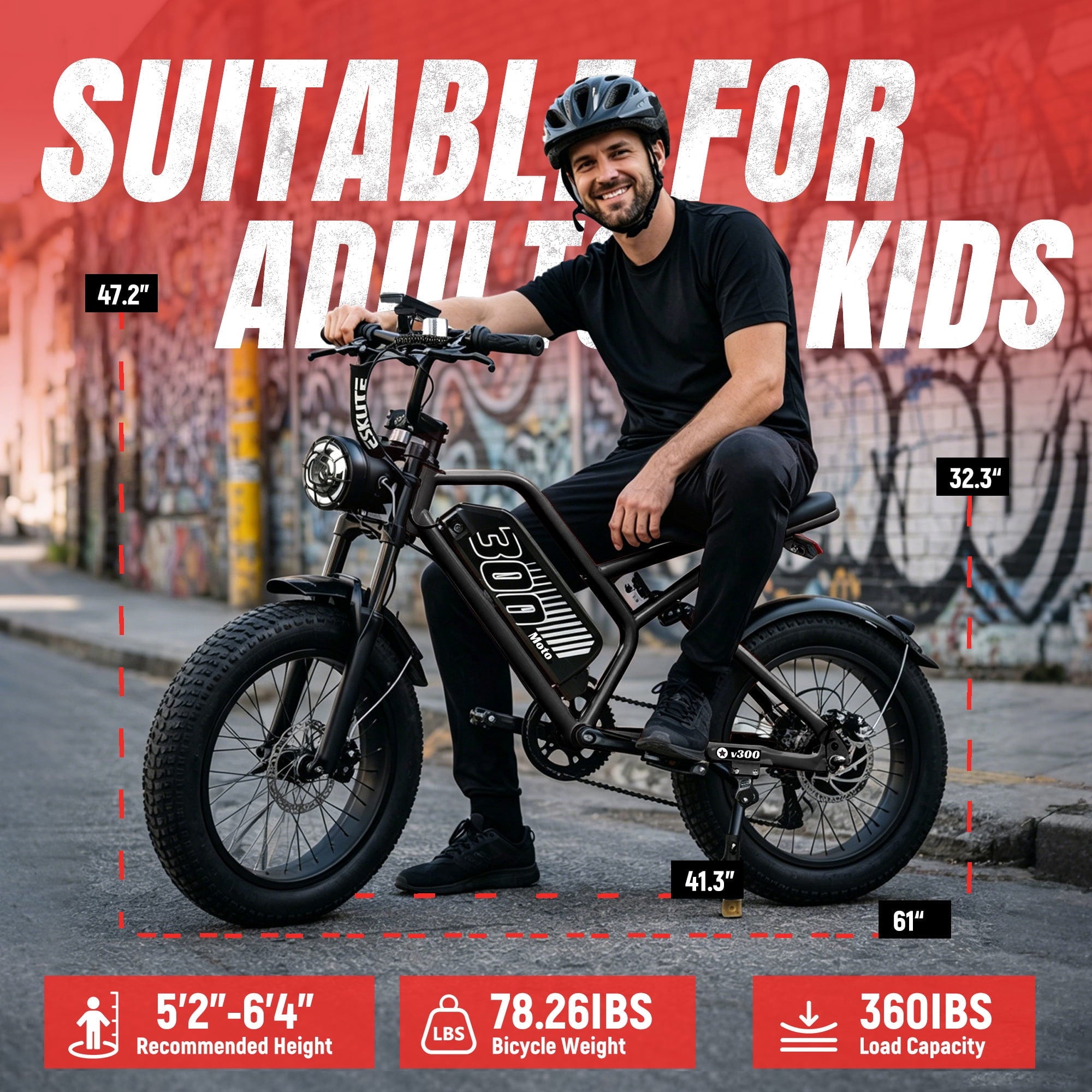ESKUTE Electric Dirt Bike for Adults & Teens, 1500W Motor, 30+ MPH, 48V 20.8Ah Removable Battery, 20 Fat Tires, 7-Speed, NFC Unlock, Black Electric Bikes