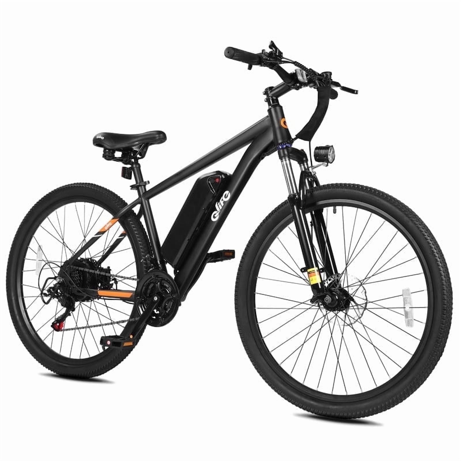 Qlife 26 Adult Electric Mountain Bike, 48V 7.8Ah Removable Battery, Max 28MPH, 7?Speed, Lock?Out Suspension, Peak 1000W Hub?Motor Mechanical Disc?Brake eBike for men&women Black Electric Bikes