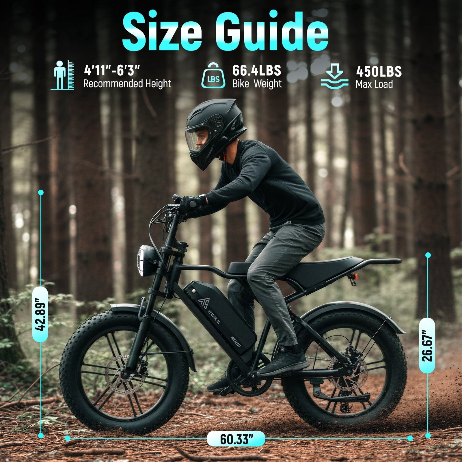 TST Electric Bike for Adults, 750W Motor, 20x4 Fat Tire, 20Mph Speed EBike, Full Suspension E Mountain Bike, 48V/15AH, UL2849 Electric Bikes