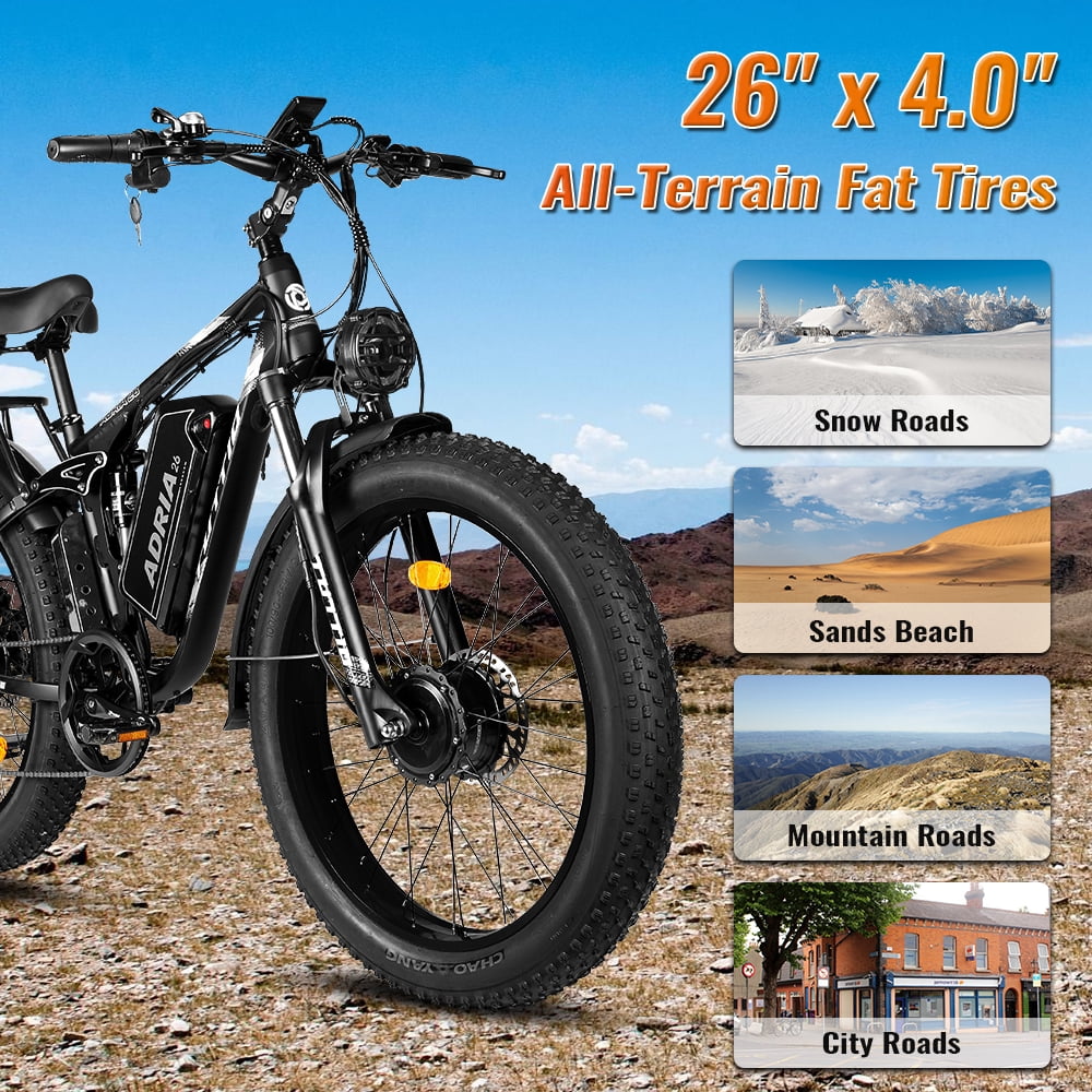 TUTTIO Adria26 5000W Electric Mountain Bike for Adults, 26 Fat Tire E-Bike for Men, 7 Speed, Max 46Mph Electric Bikes