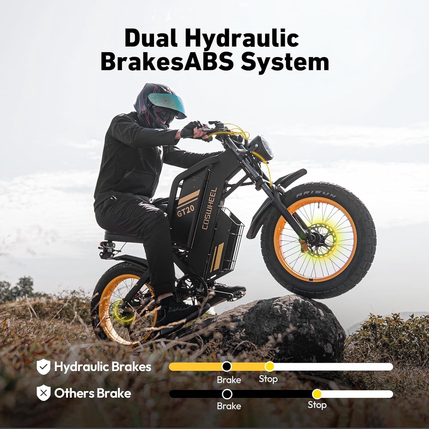 Coswheel GT20 Pro 4000W Electric Dirt Bike for Adults,40 MPH 48V 40Ah Battery Up to 145 Miles, 20 x 4 Fat Tire Full Suspension, Dual Hydraulic Disc Brake E-Bike UL2849 Electric Bikes