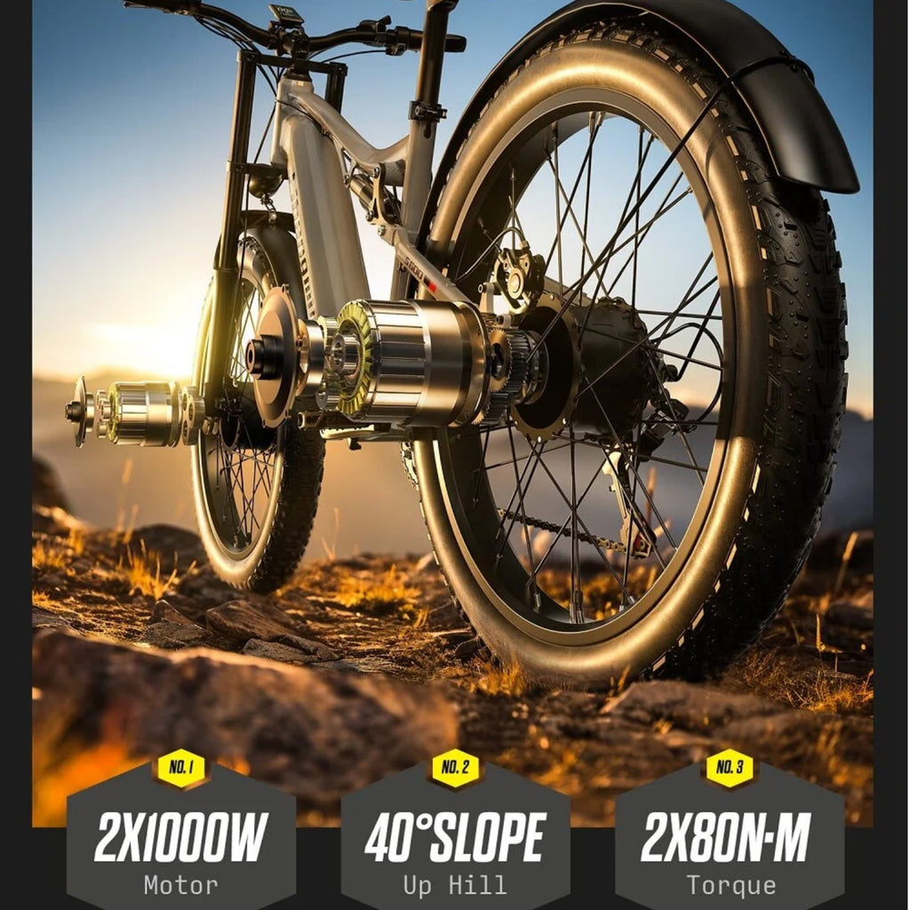 Shengmilo S600 Electric Mountain Bike 48V 1000W Dual Battery Ideal for off-road riding, hydraulic disc brakes, outdoor adventures Aluminum alloy frame, 3.0-inch wide tires Electric Bikes