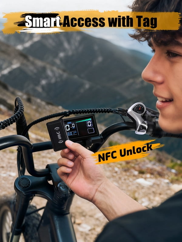 ESKUTE V200 Electric Bike for Adults, Dirt E-Bike 29MPH 48V20.8Ah Battery 80 Miles,20x4.0 Fat Tire, NFC Unlock, 7-Speed Dual Suspension, Black with Rear Rack & Footrests, UL2849 Electric Bikes