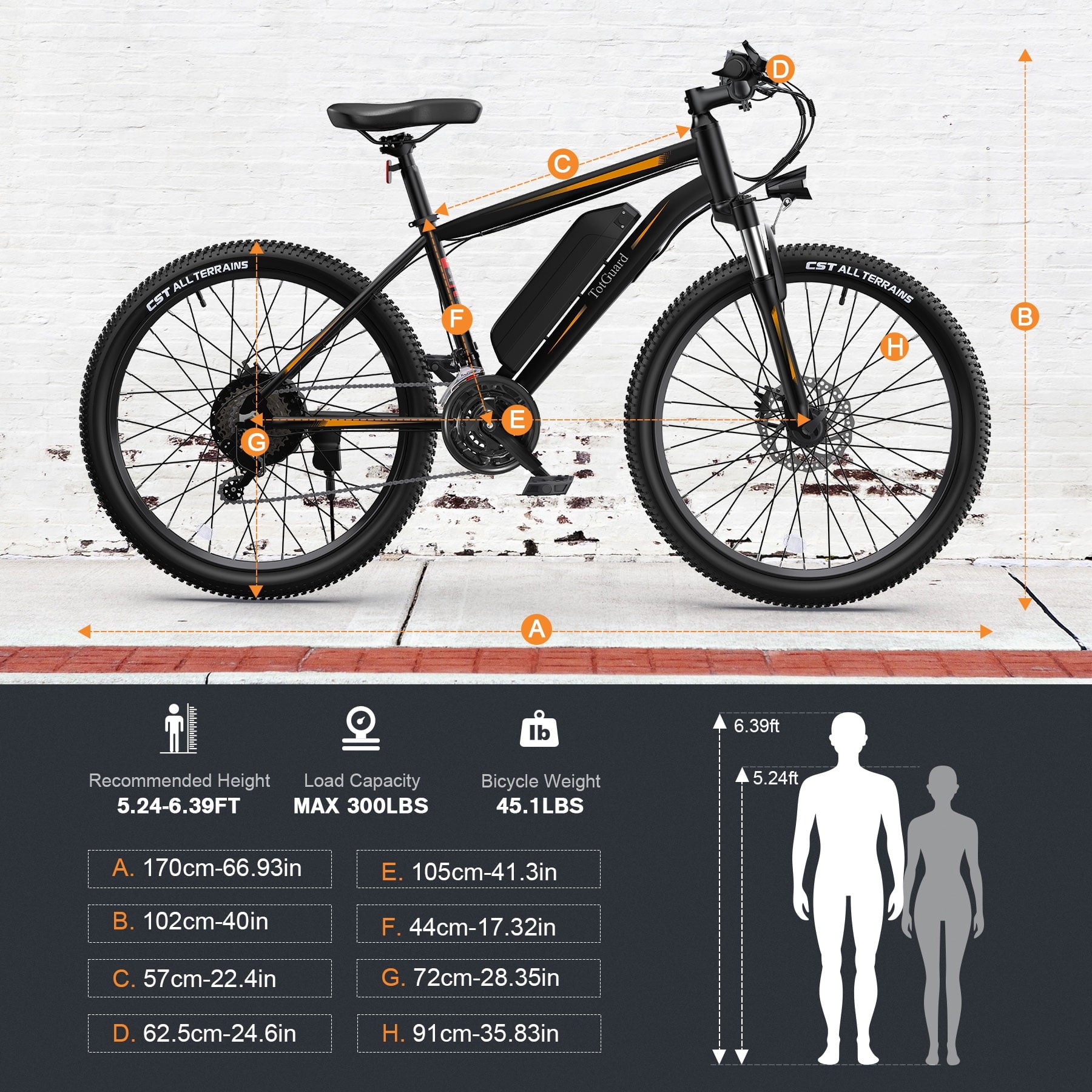TotGuard Electric Bike for Adults, 26 Ebike 350W Adult Electric Bicycles, Electric Mountain Bike with 36V 10.4Ah Battery, Suspension Fork, Shimano 21 Speed Gears Electric Bikes