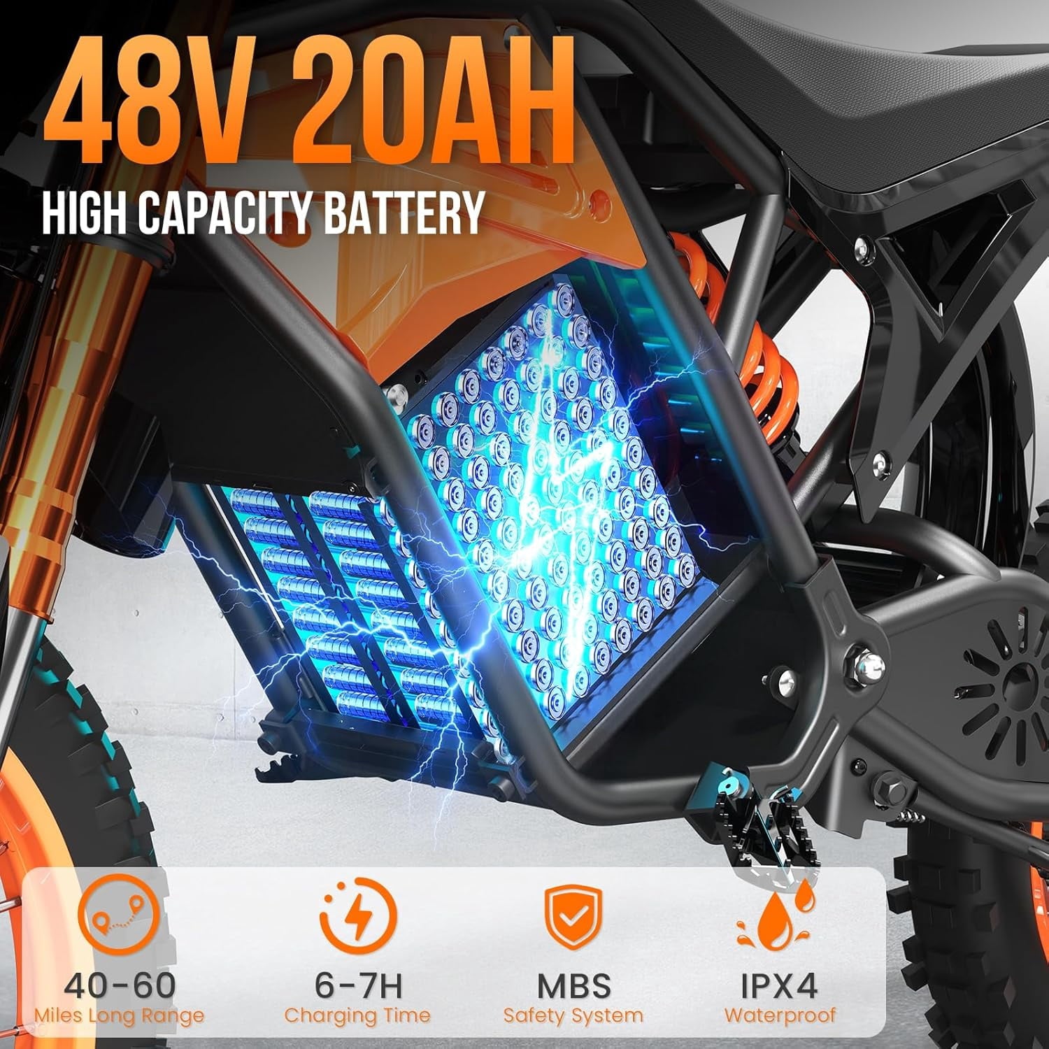 SPACEWALK 3000W Peak Motor 37.5MPH off road Mountain E Bike for Teens&Adults, 48V 14/12 Fat Tires E-Bike, Full Suspension, Hydraulic Brakes UL2849 Electric Bikes